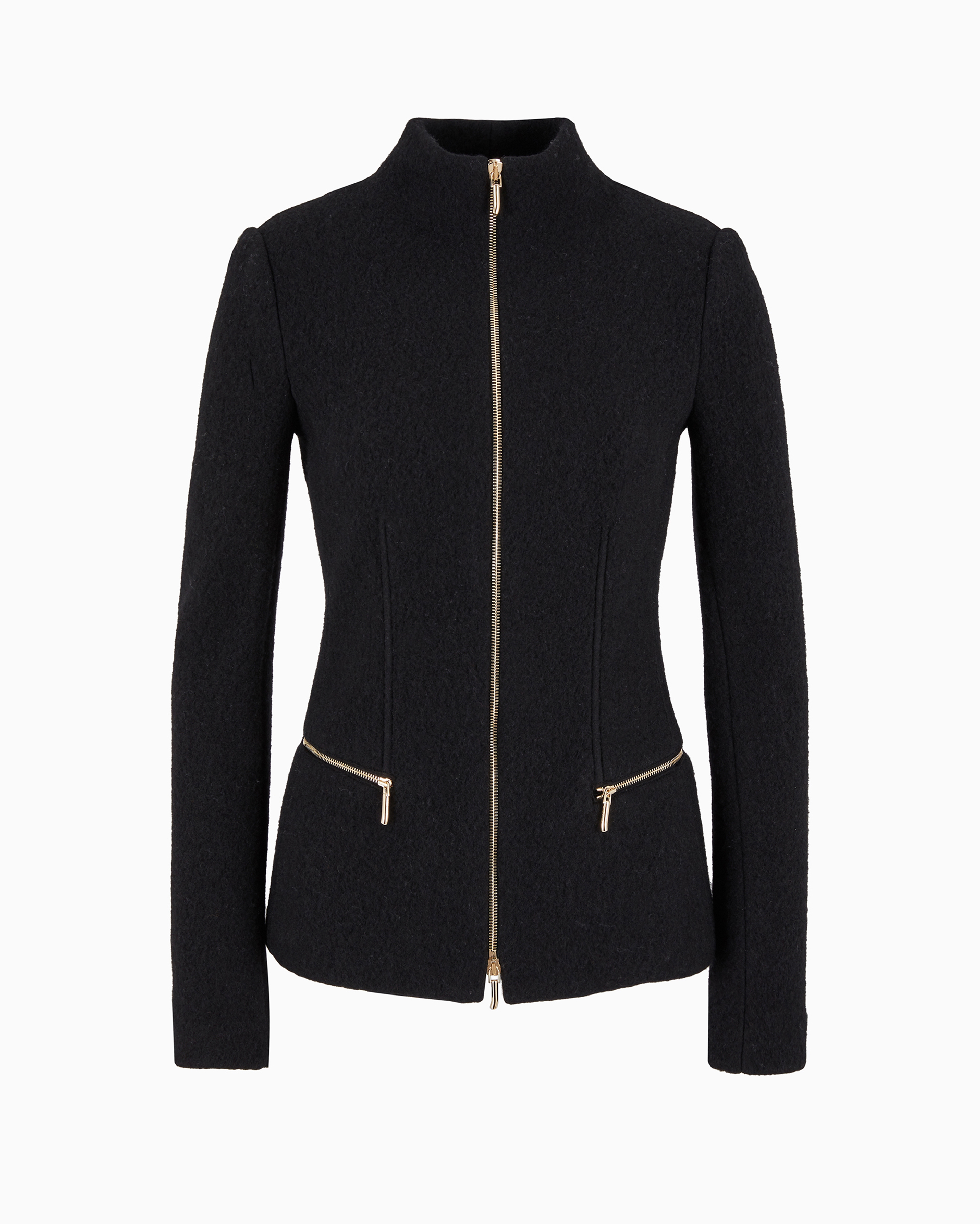 Giorgio Armani Mock-neck Jacket In Black
