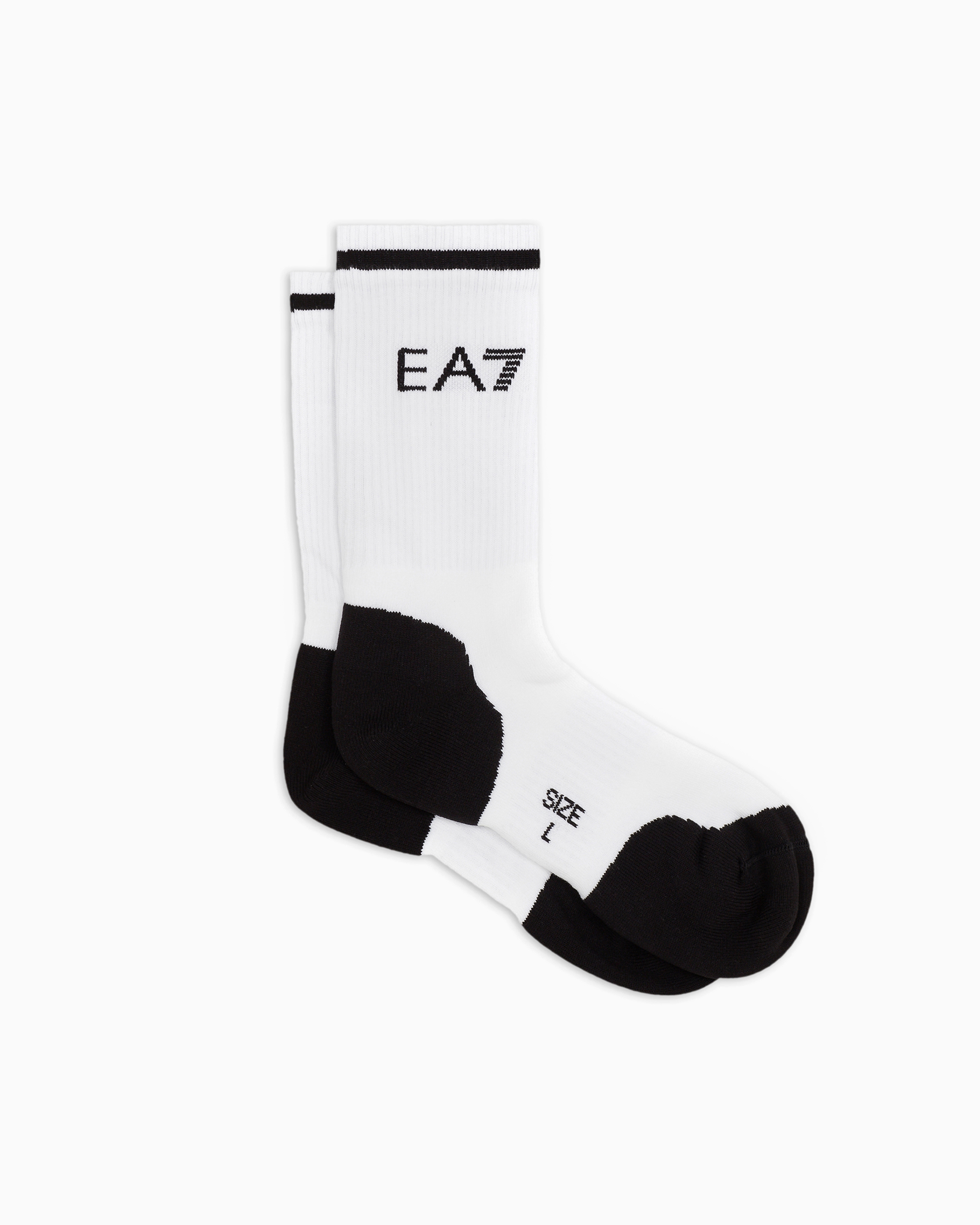 Ea7 Tennis Pro Cotton-blend Ankle Socks In White