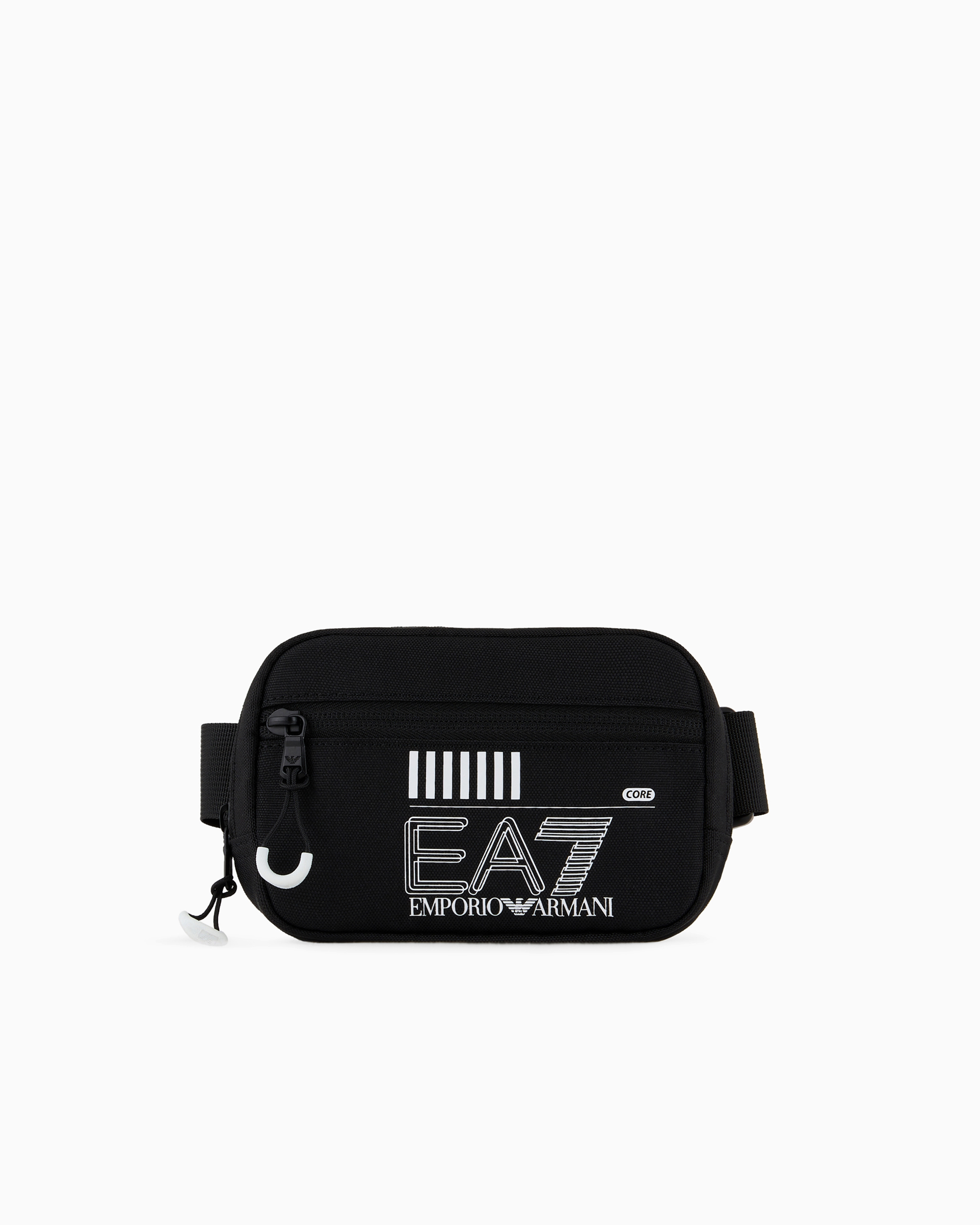 Ea7 Official Store Train Core Recycled Fabric Belt Bag In Black