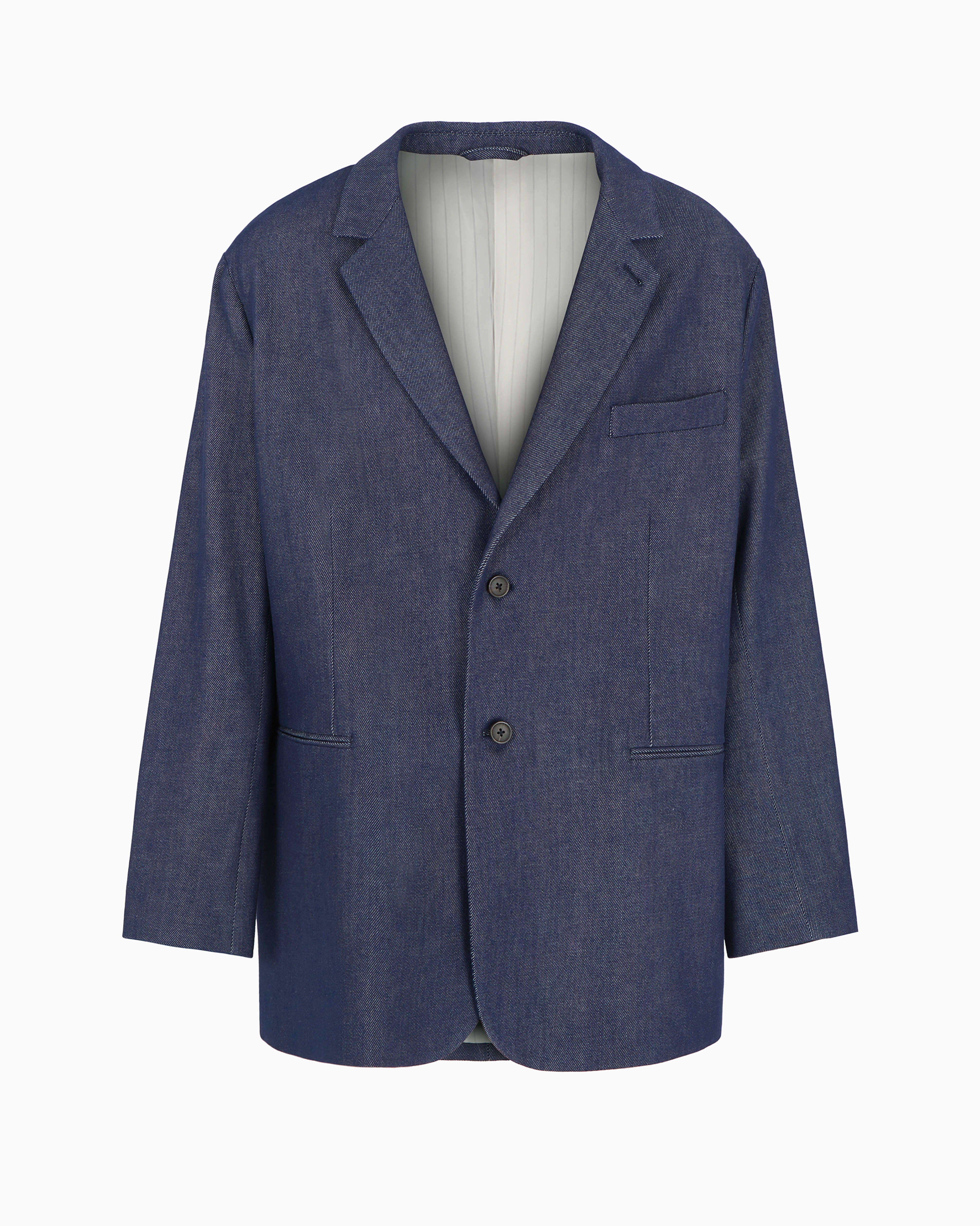 Emporio Armani Official Store Einreihiger Asv Denim-blazer Aus Lyocell-mischung In Jeansblau