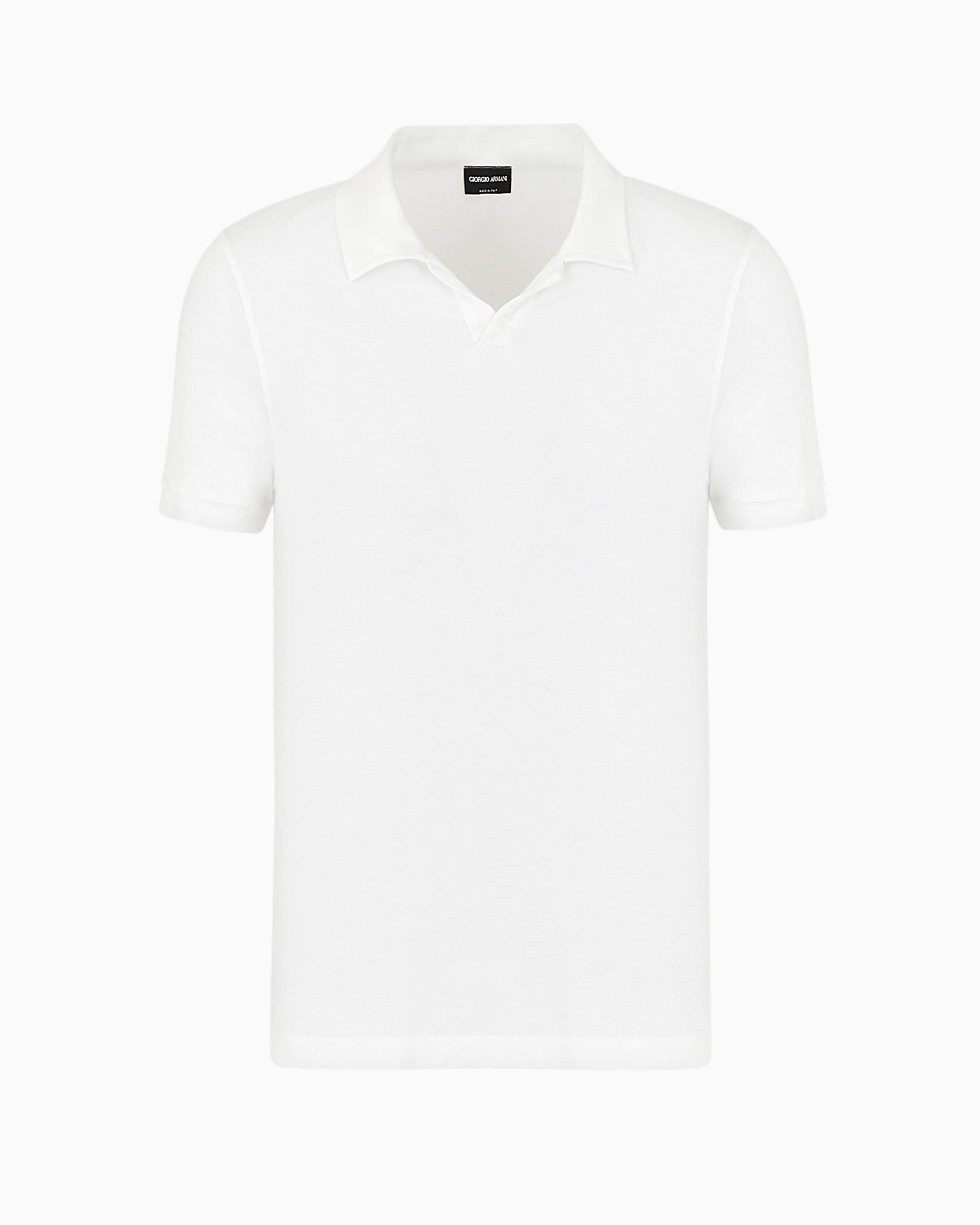 Giorgio Armani Official Store Stretch Bamboo-viscose Jersey Polo Shirt In White