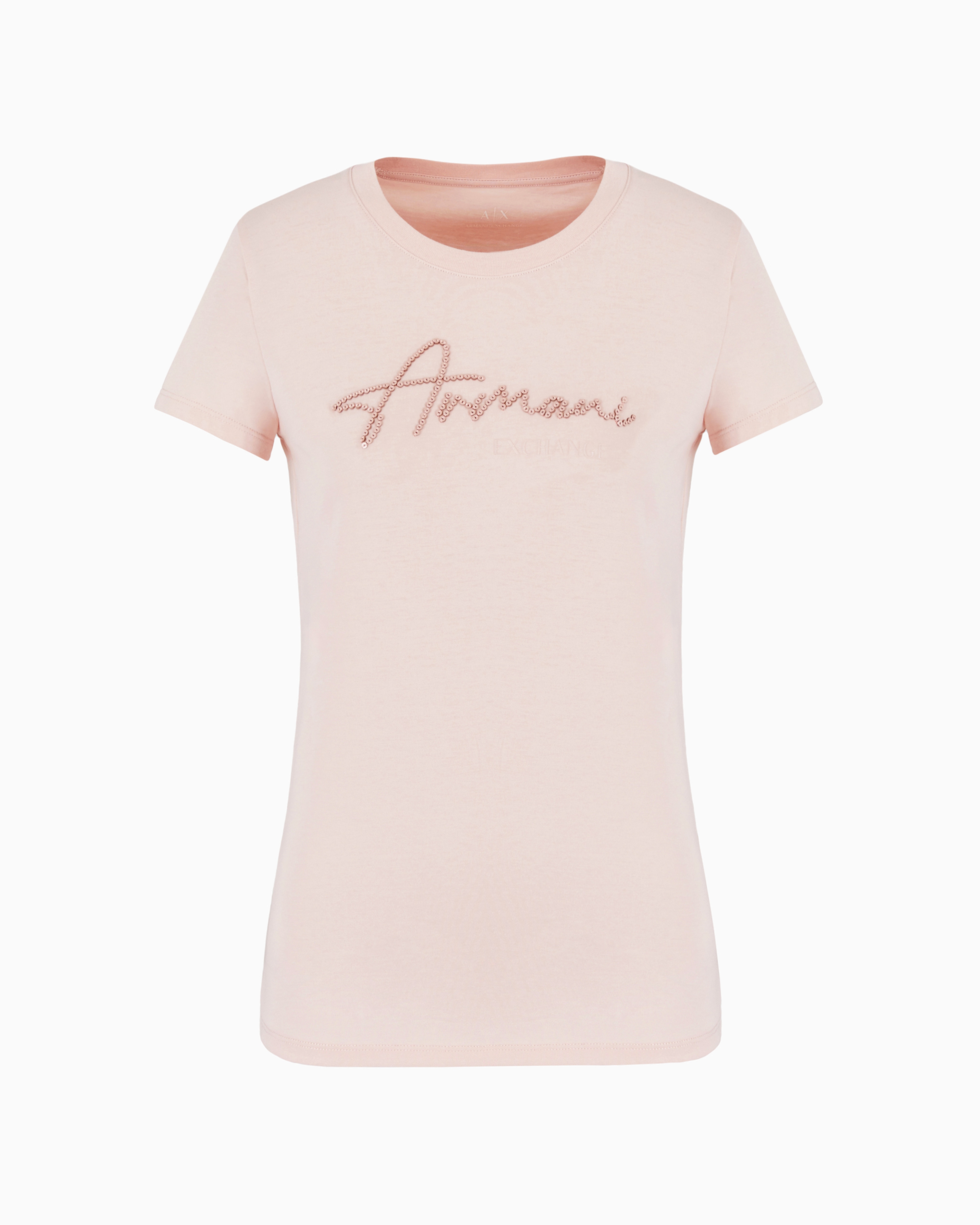 Armani Exchange Official Store Slim Fit T-shirts In Rosa Chiaro