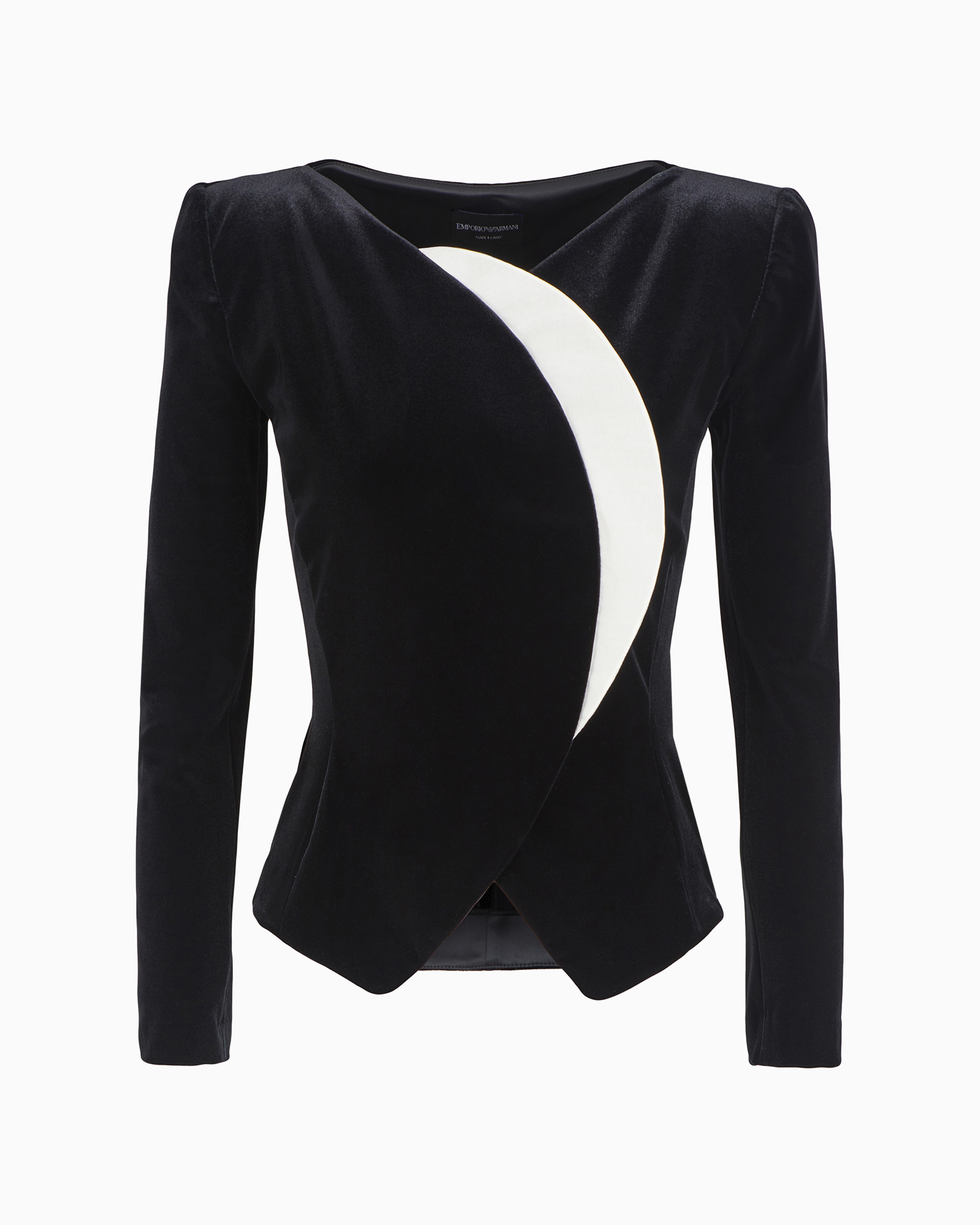 Emporio Armani Official Store Moon Capsule Collection Chenille Jersey Jacket With Organza Crescent Moon In Black