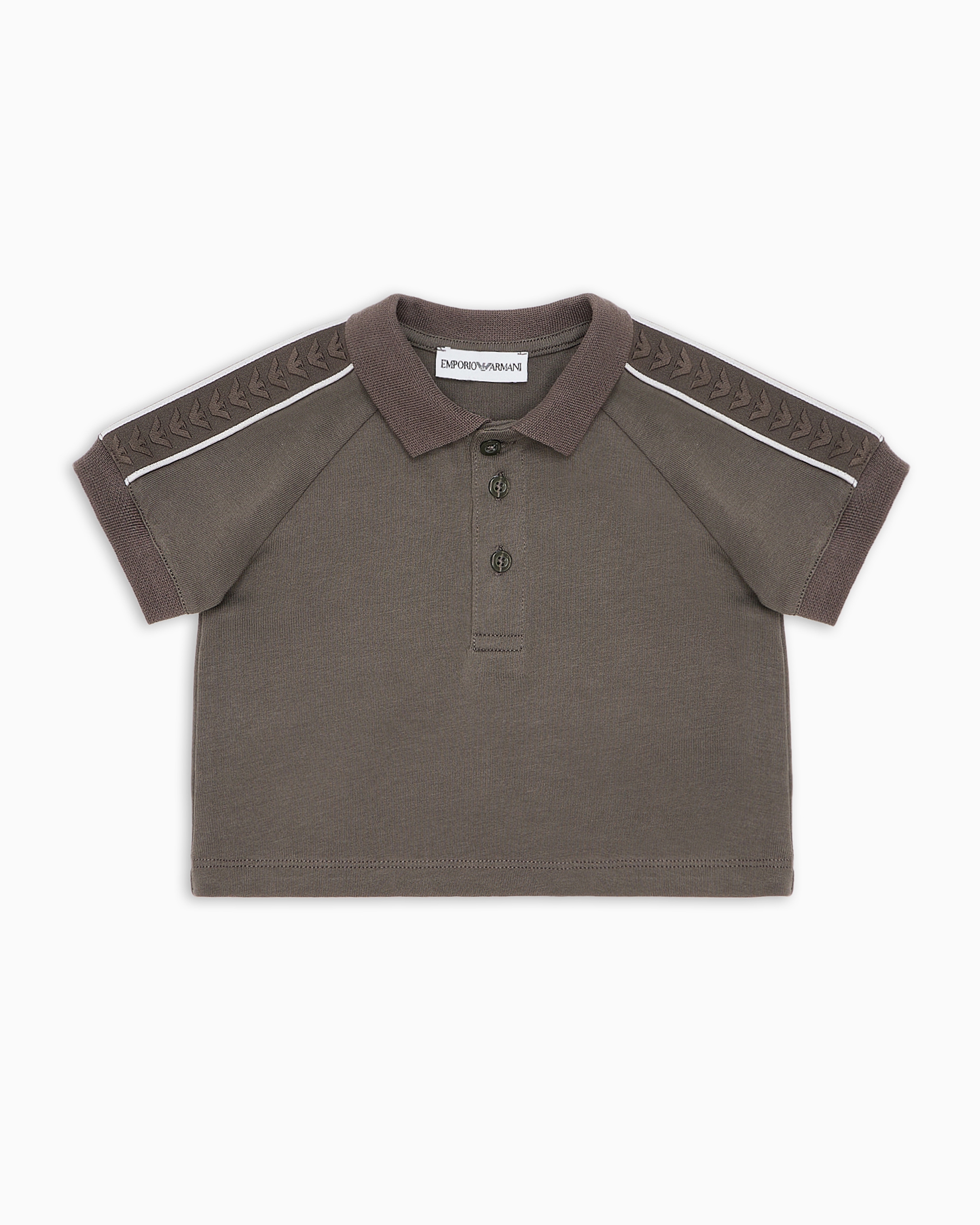 EMPORIO ARMANI HEAVY JERSEY POLO SHIRT WITH EAGLE TAPE ON THE SLEEVES 