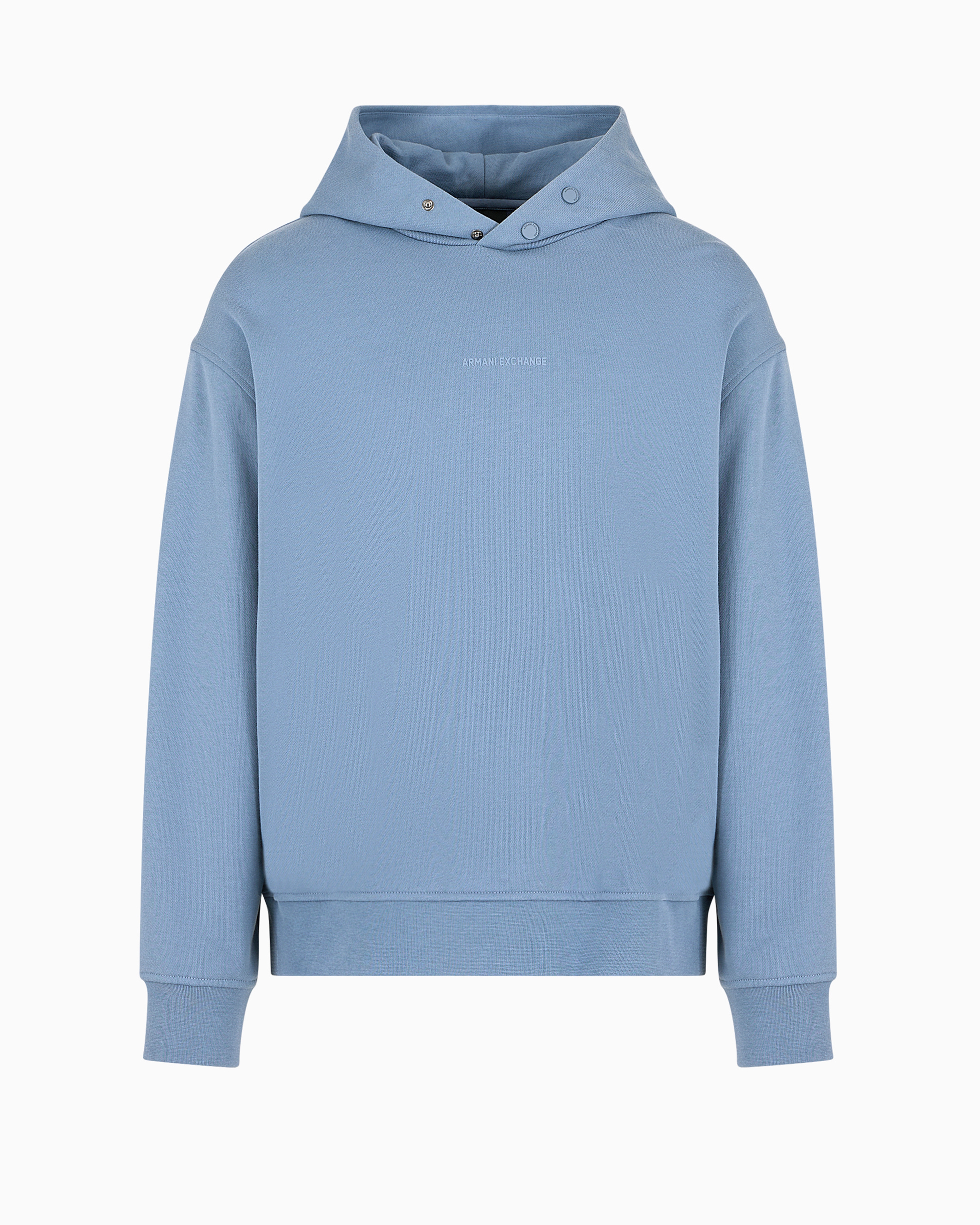 Shop Armani Exchange Asv Cotton French Terry Hoodie In Light Blue