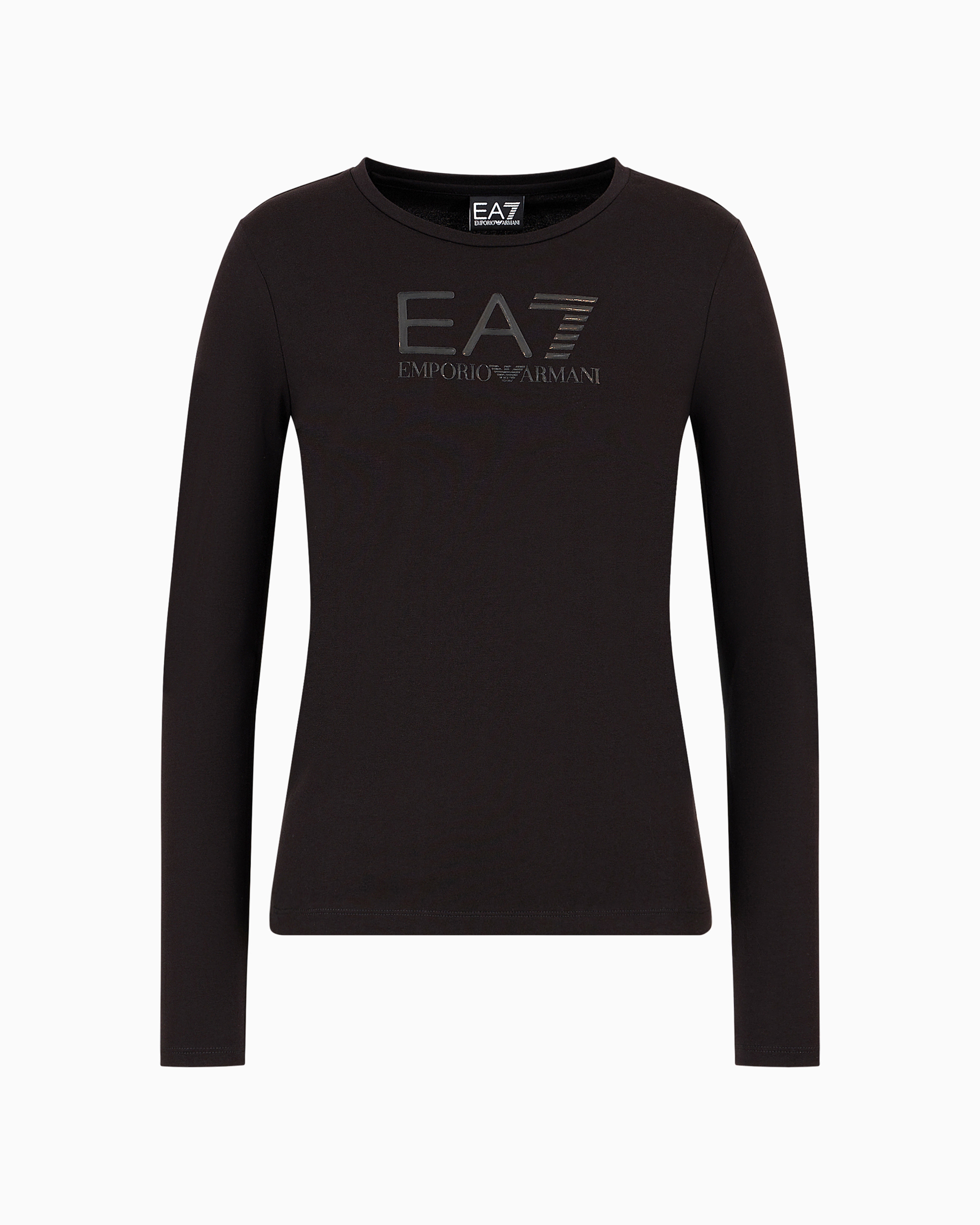 Ea7 Official Store Core Lady Stretch-cotton Long-sleeved T-shirt In Noir À Logo