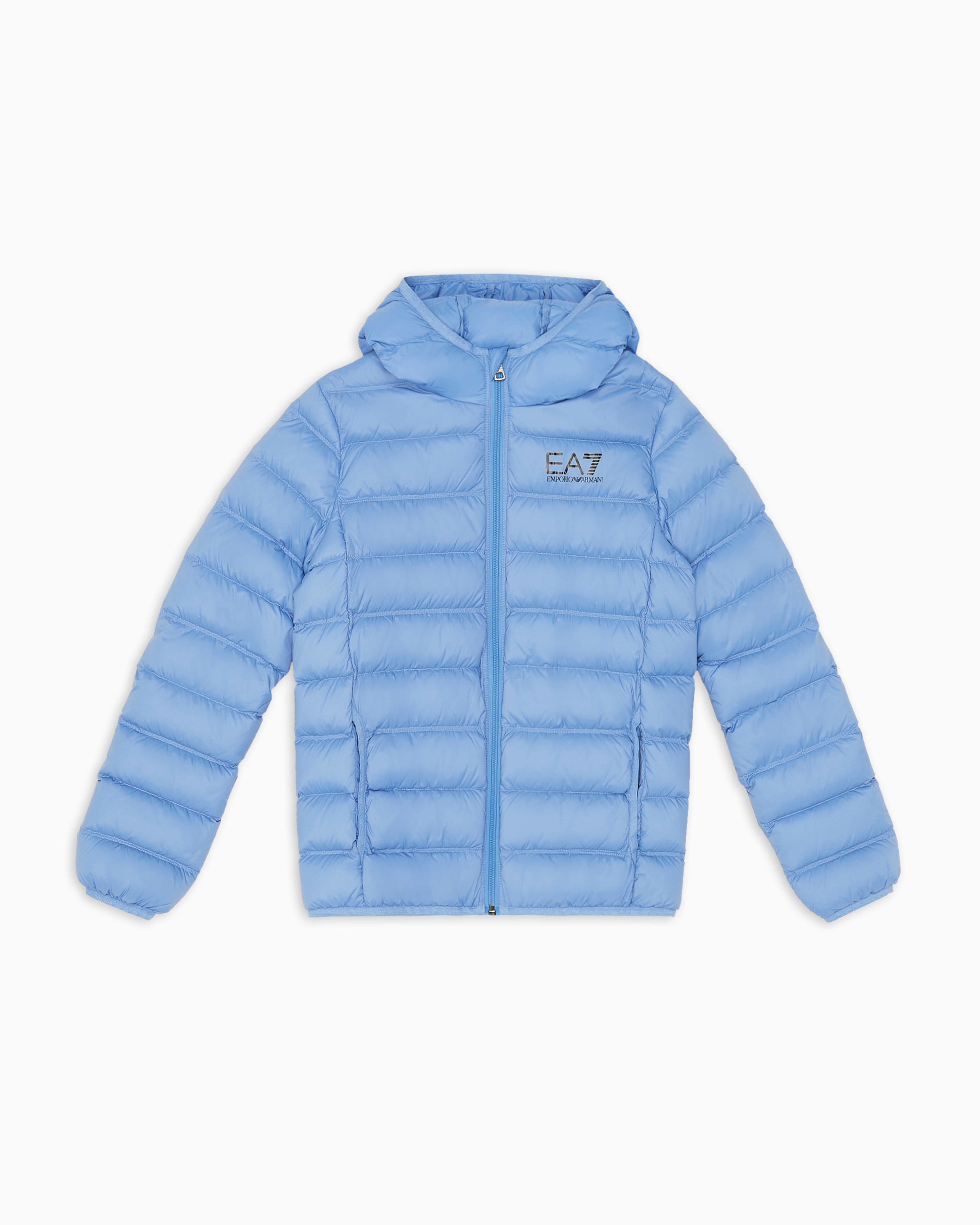 Ea7 Official Store Wattierte Visibility Boy Bomberjacke Mit Kapuze In Blue