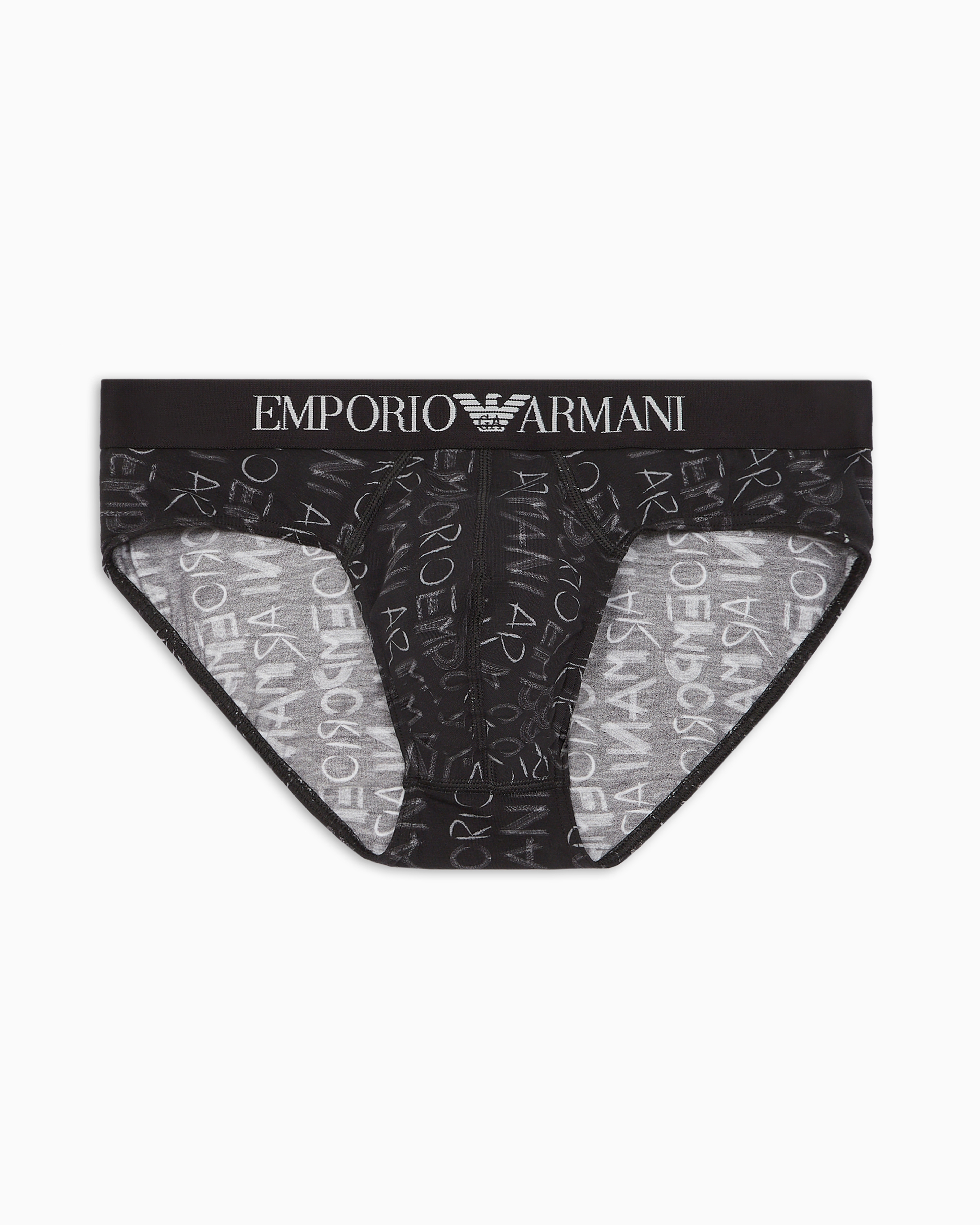 Shop Emporio Armani Slip Mit Logo Als Allover-print In Schwarz