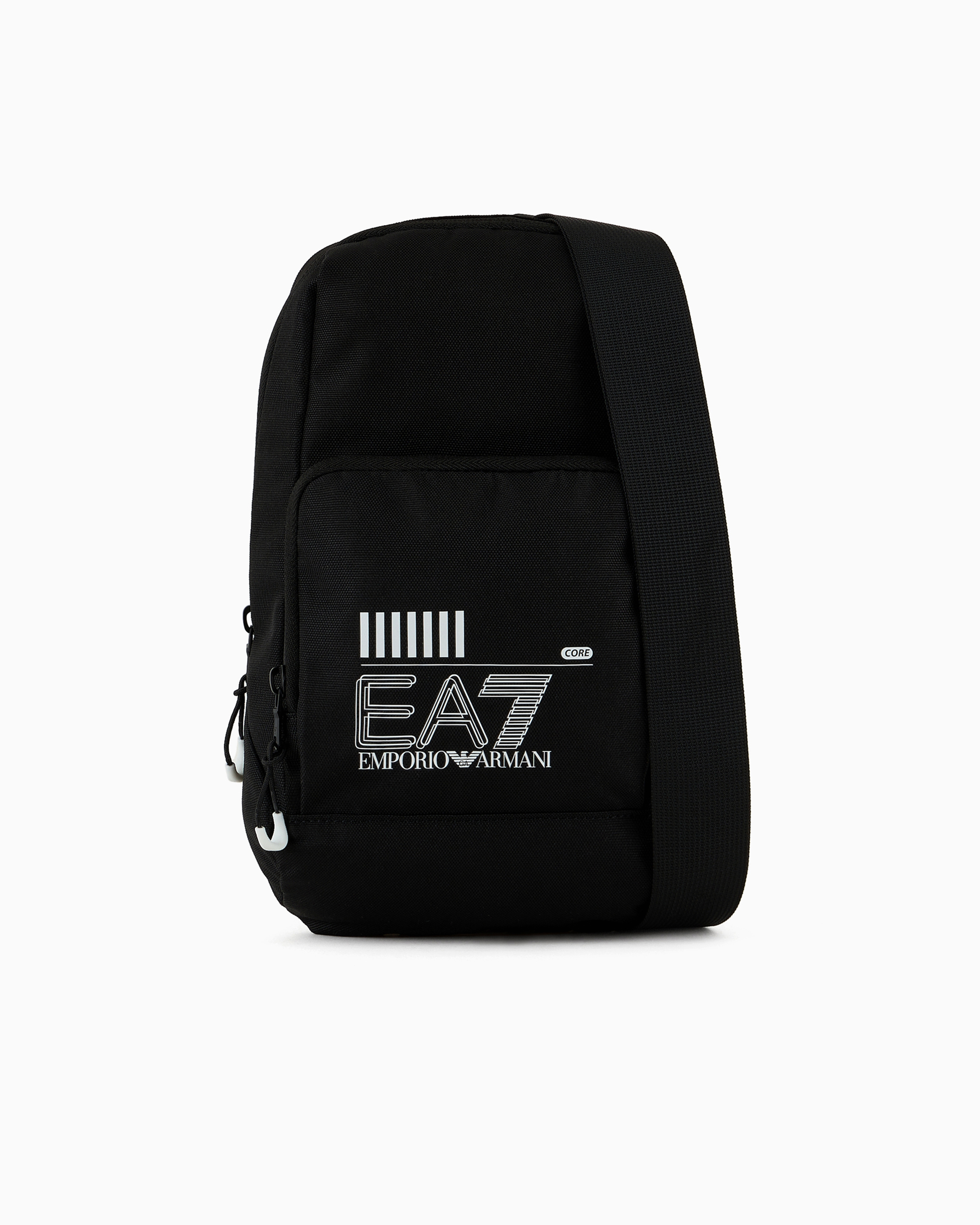 Ea7 Official Store Train Core Recycled Fabric Large Shoulder Bag In Black