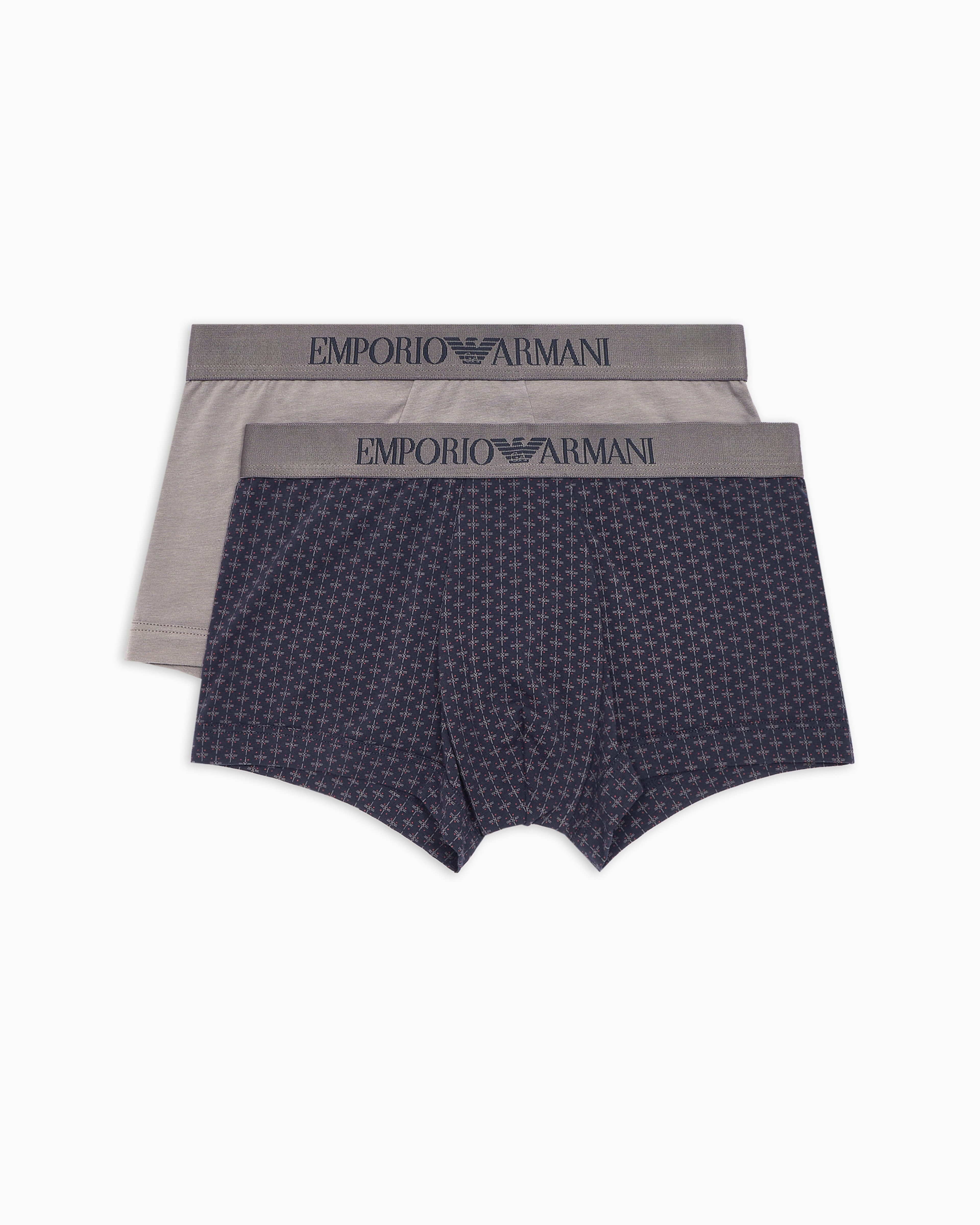 Shop Emporio Armani 2er-pack Eng Anliegende Boxershorts Mit Print Im Mustermix In Grau