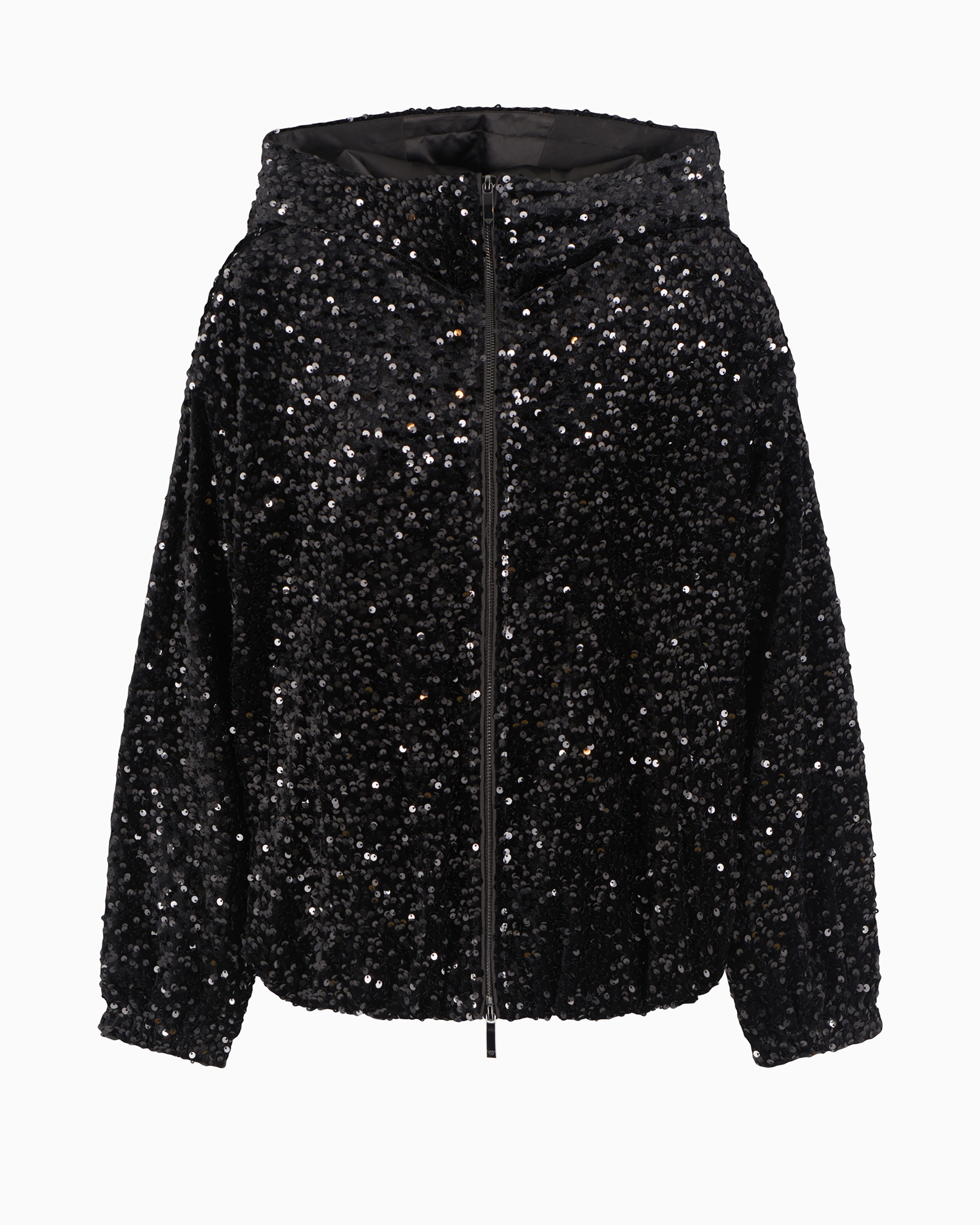 Emporio Armani Official Store Blouson Aus Chenille Mit Kapuze Und Allover-pailletten In Multi