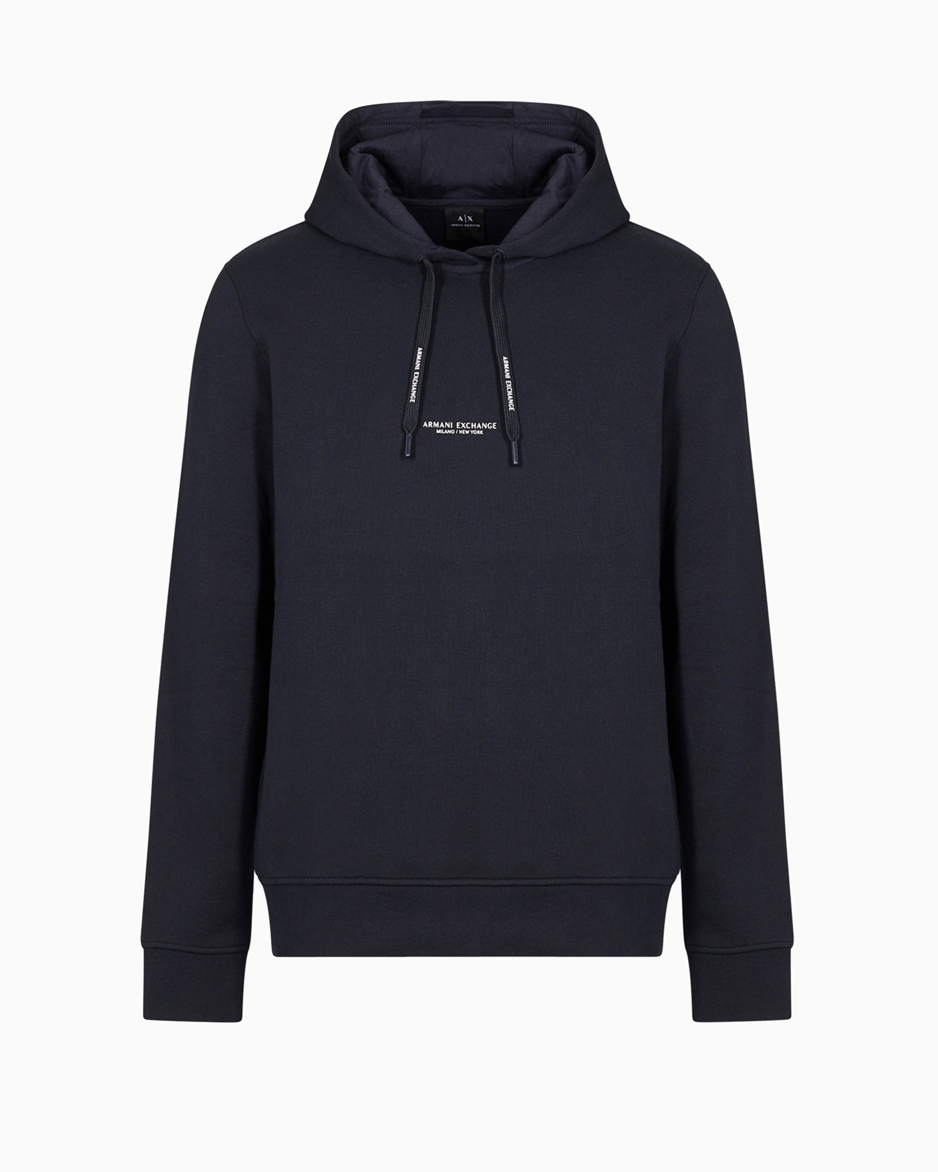 Armani Exchange Milano New York Graphic Cotton Hoodie In Navy Blue