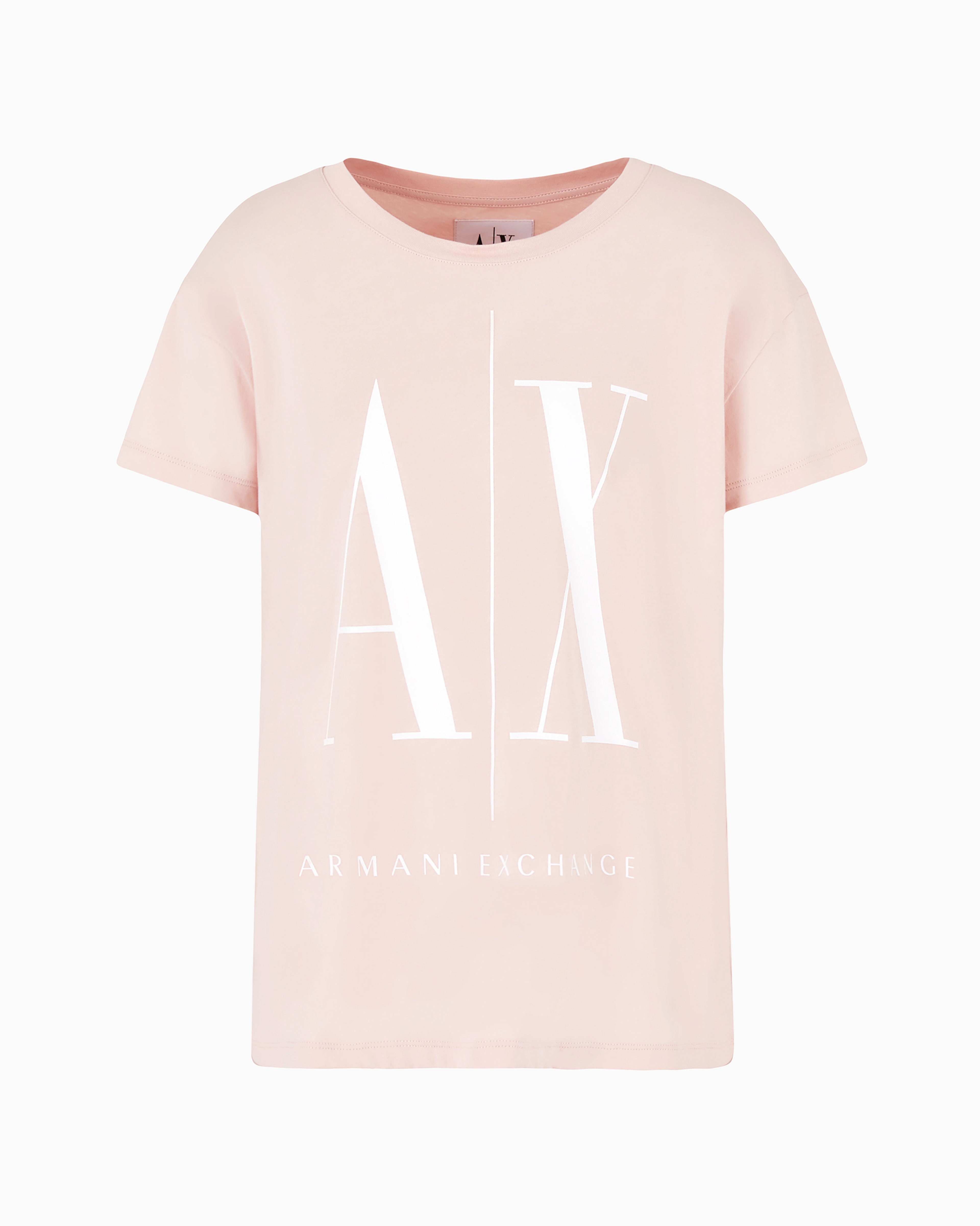 Shop Armani Exchange Relaxed Fit T-shirt With Round Neck And Logo In Pink