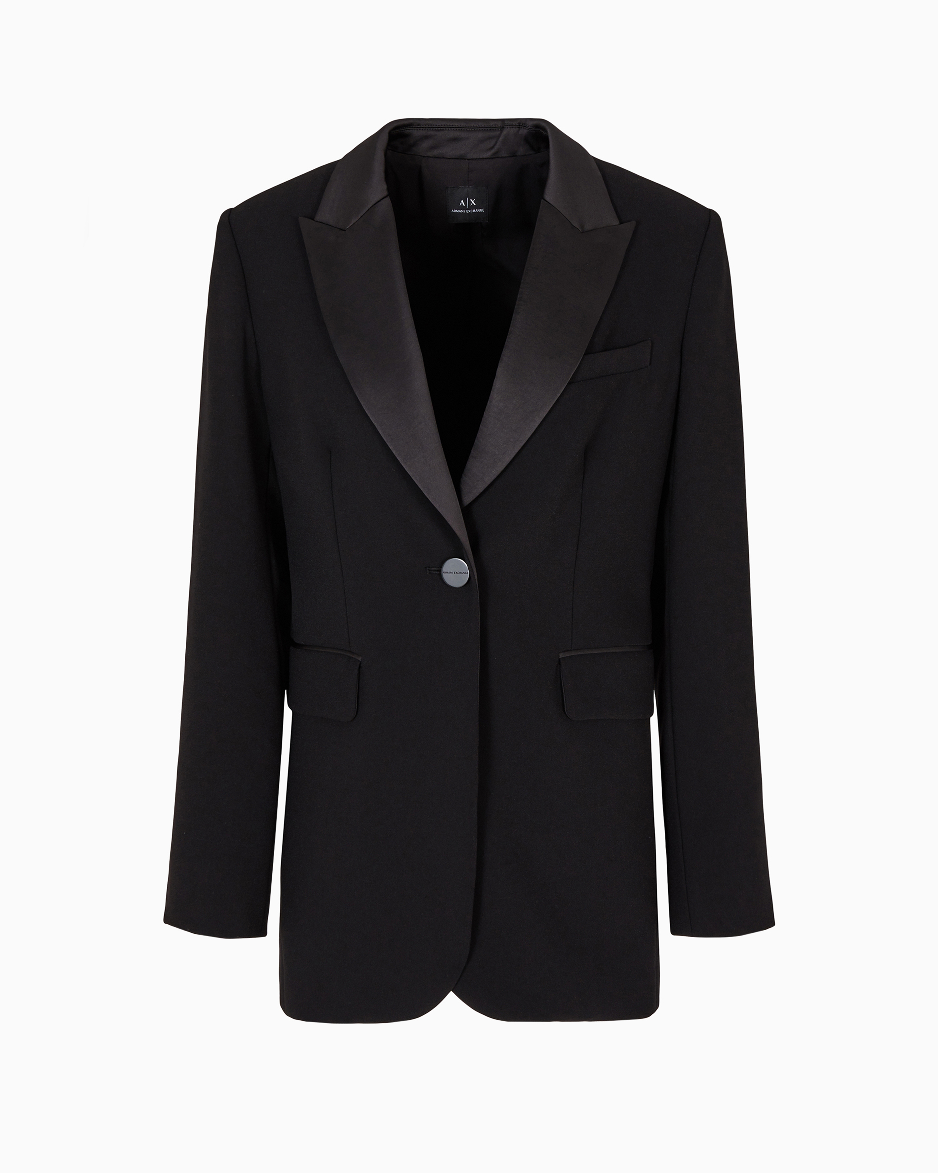 Shop Armani Exchange Asv Satin Jacket In Black