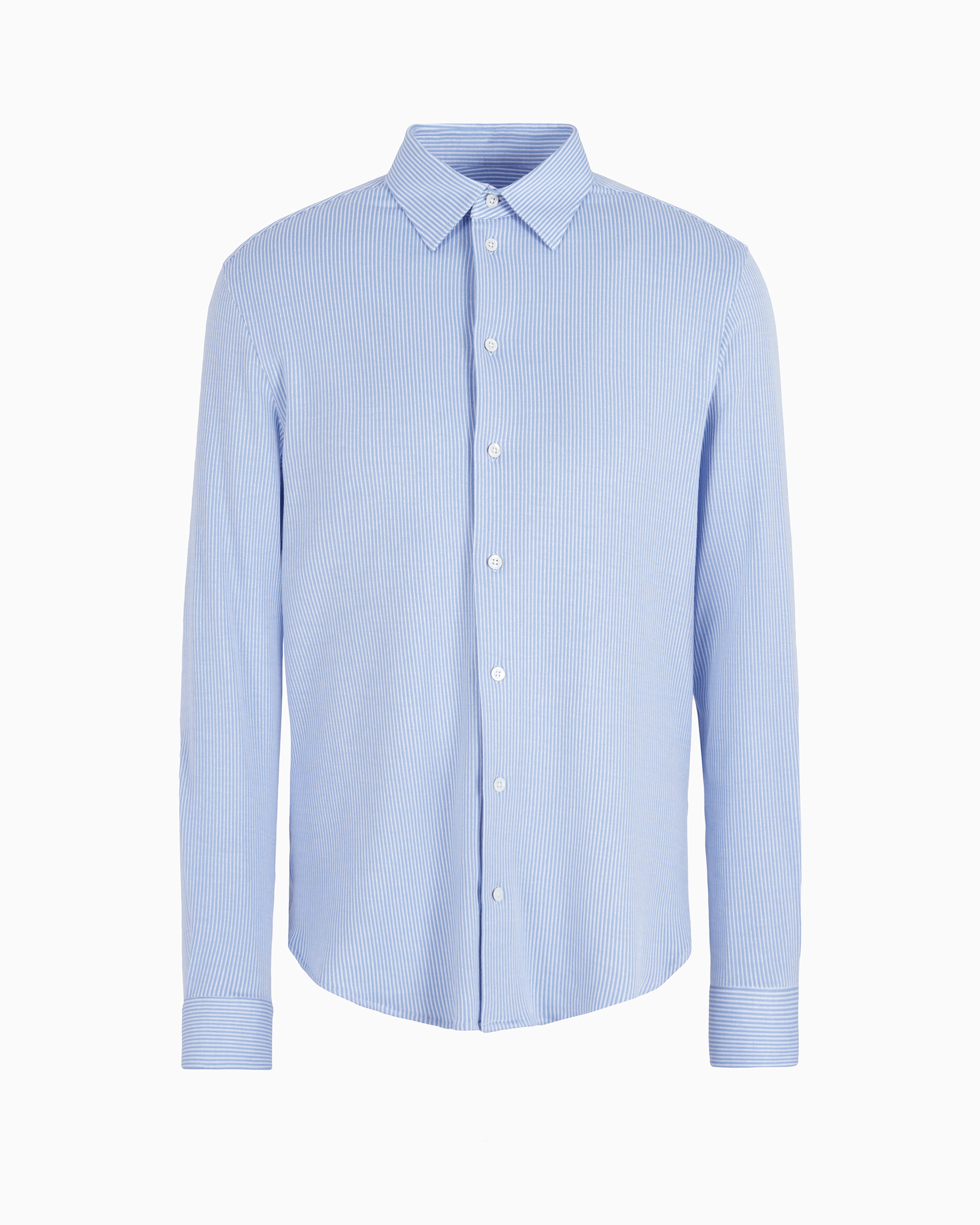 Emporio Armani Official Store Asv Lyocell-blend Striped Jersey Shirt In Azure