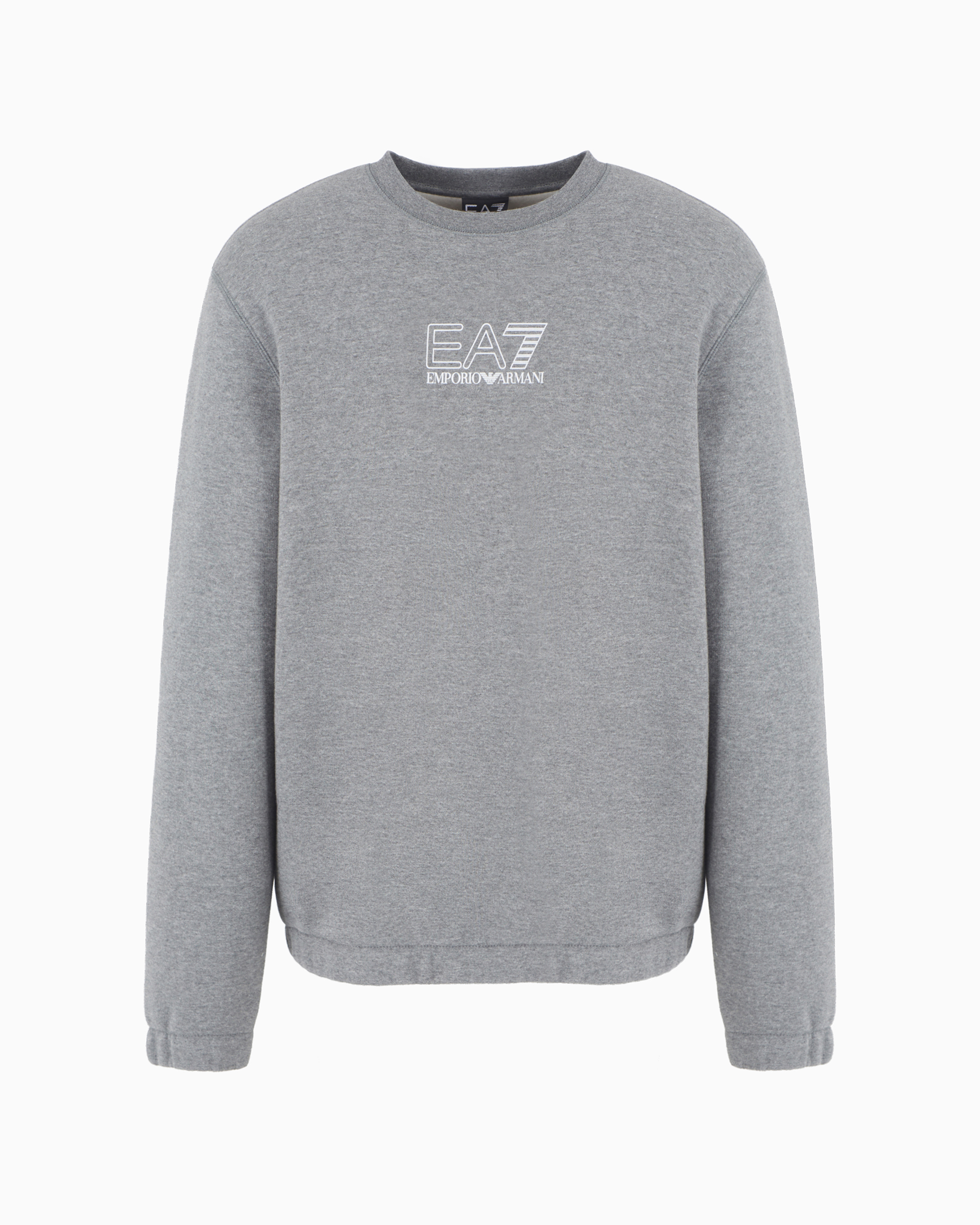 Shop Ea7 Core Identity Unisex Cotton-blend Crew-neck Sweatshirt In Grey