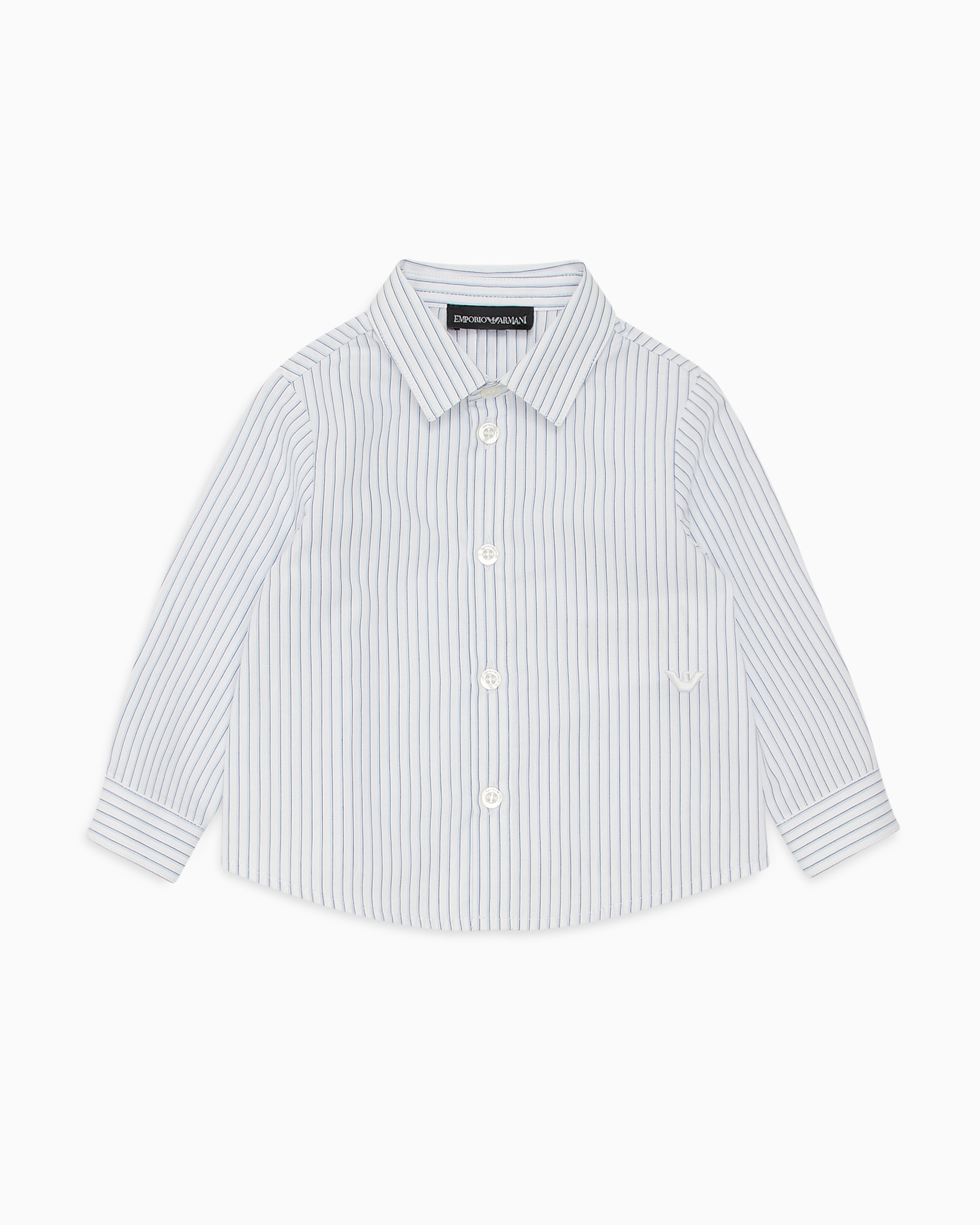 Emporio Armani Striped Cotton Shirt In Blue