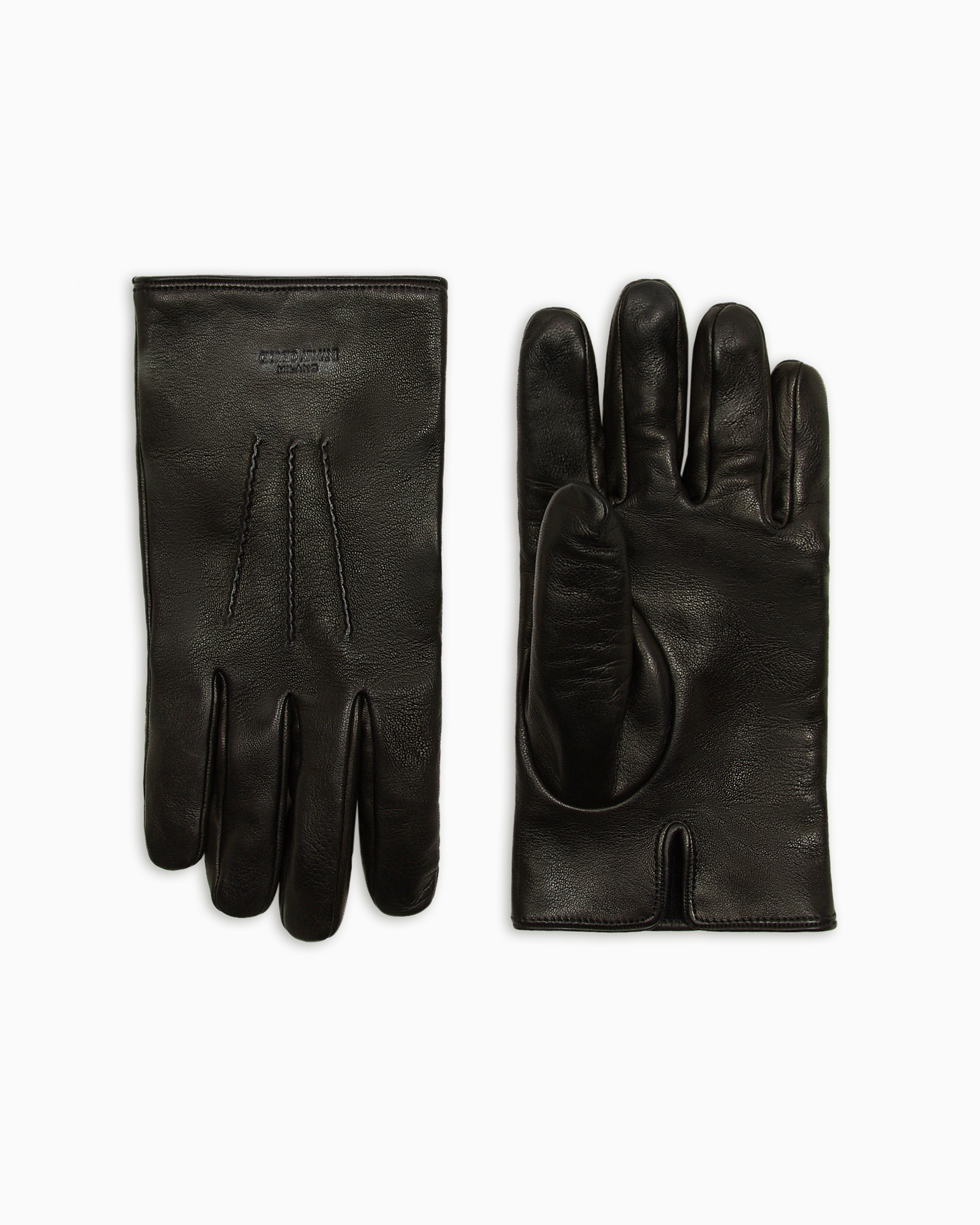 Giorgio Armani Official Store Nappa-leather Gloves In Black