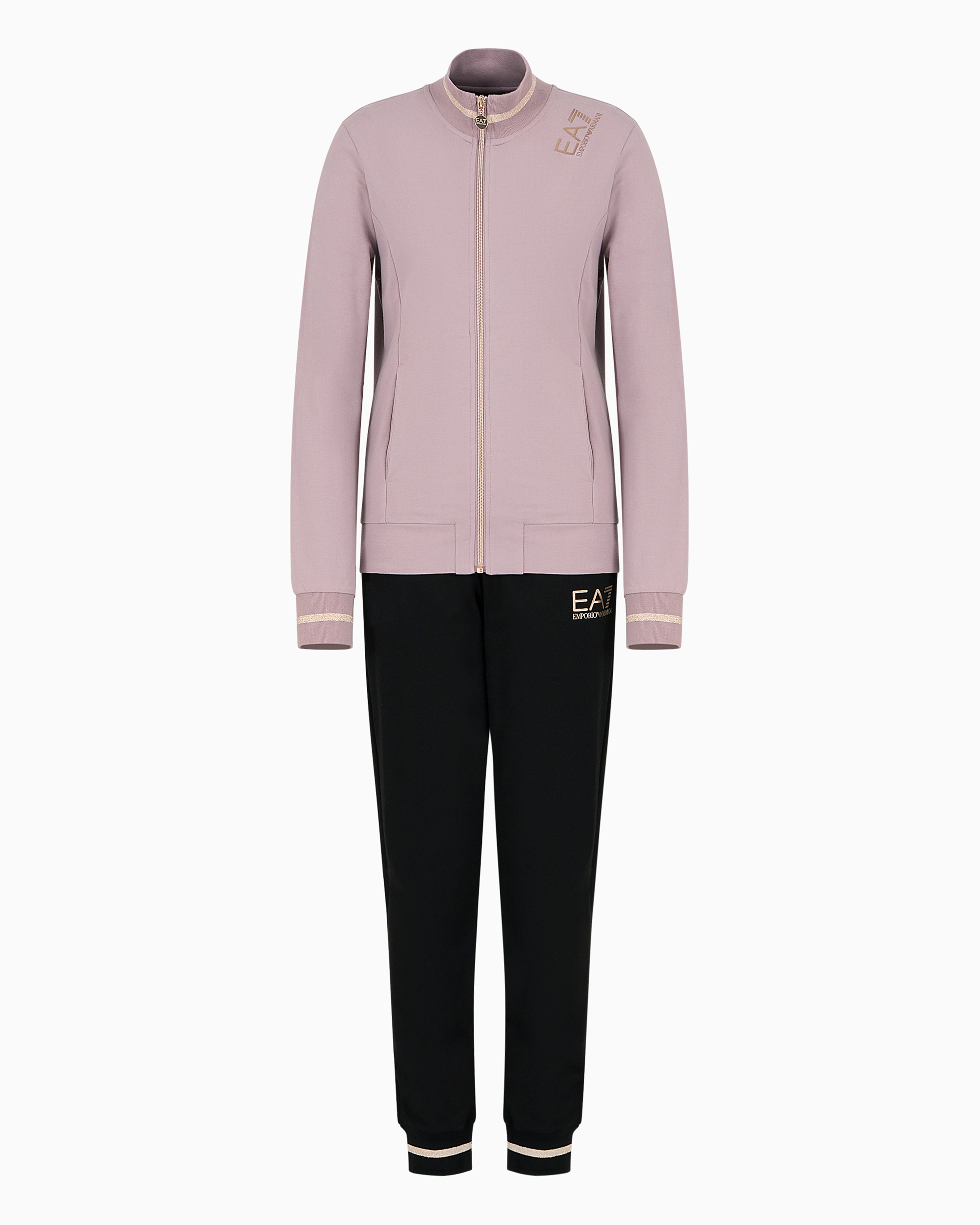 Ea7 Official Store Core Lady Stretch-cotton Tracksuit In Pink