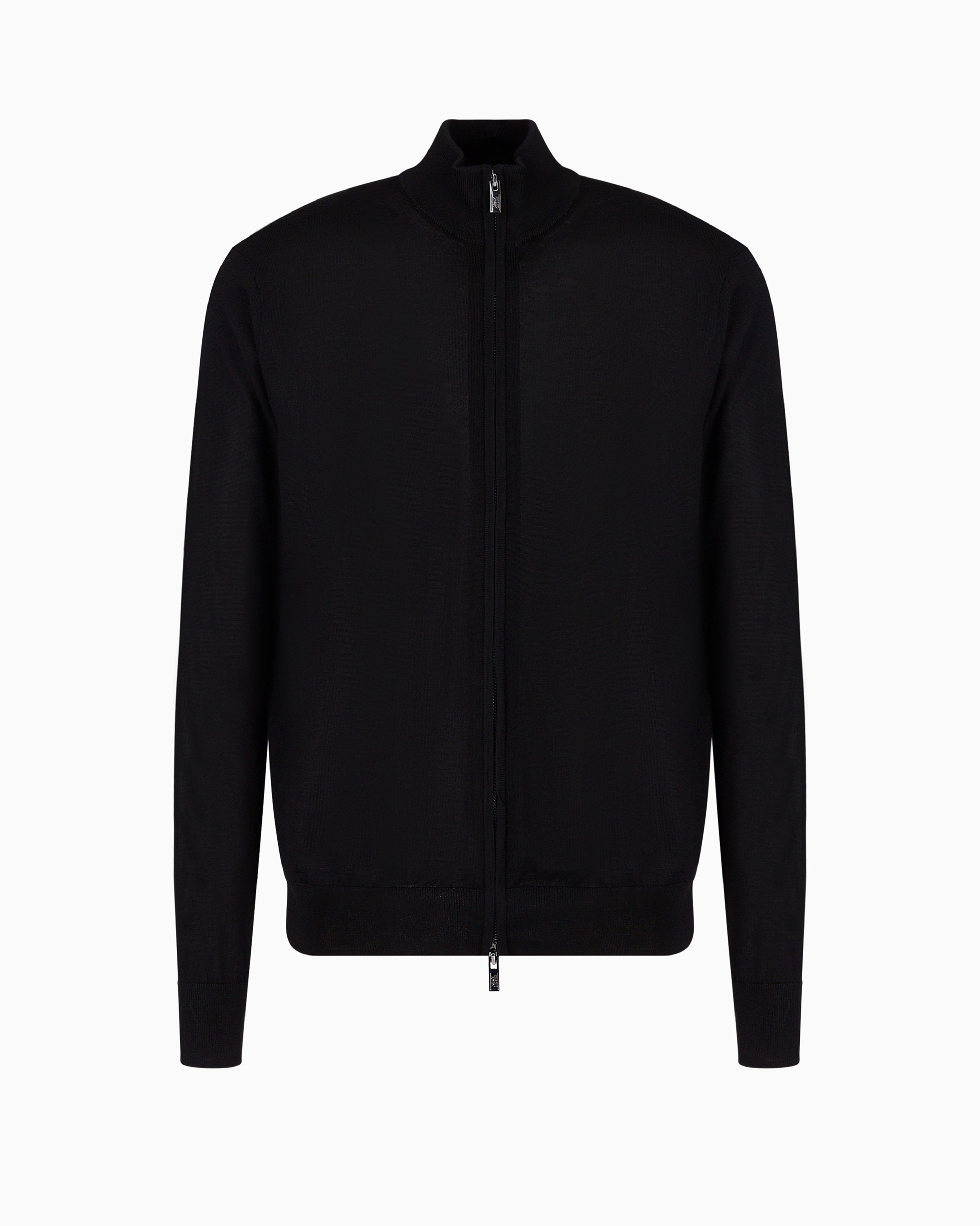 Emporio Armani Virgin-wool Full-zip Cardigan In Black