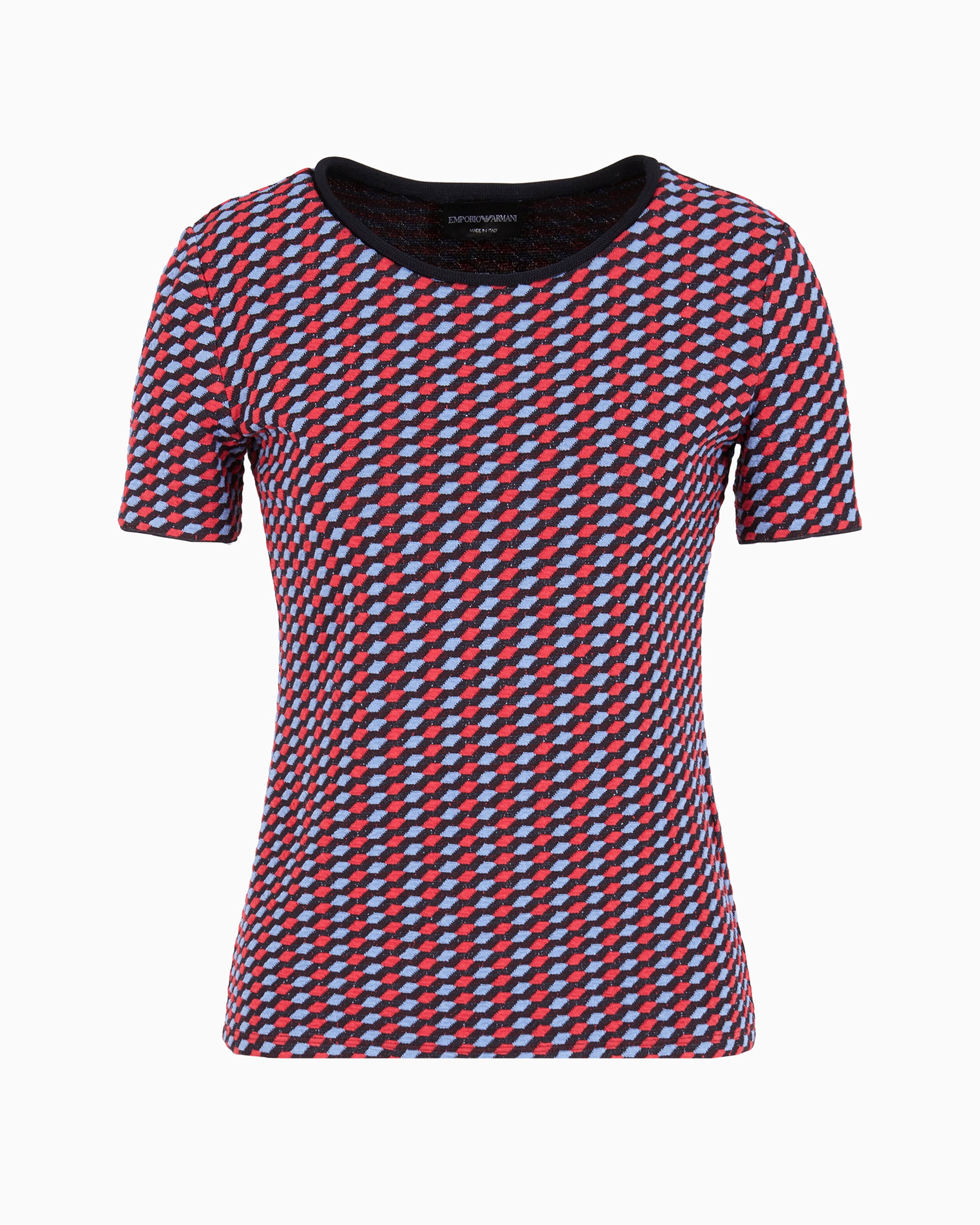 Emporio Armani Official Store Pull En Jersey Jacquard Avec Motif En Relief Effet 3d In Rouge