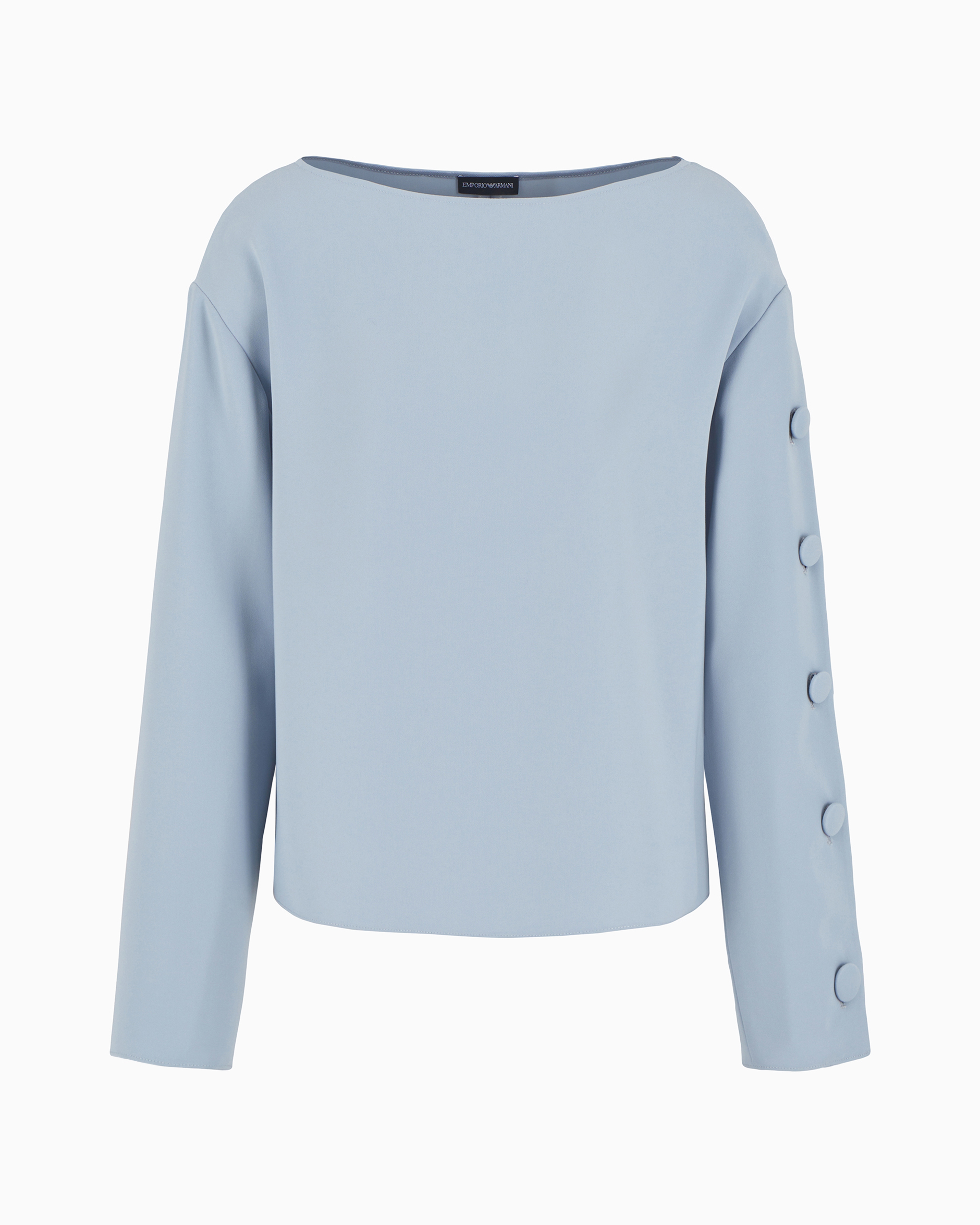 Emporio Armani Official Store Technical Cady Blouse With Buttons On The Sleeve In Azure