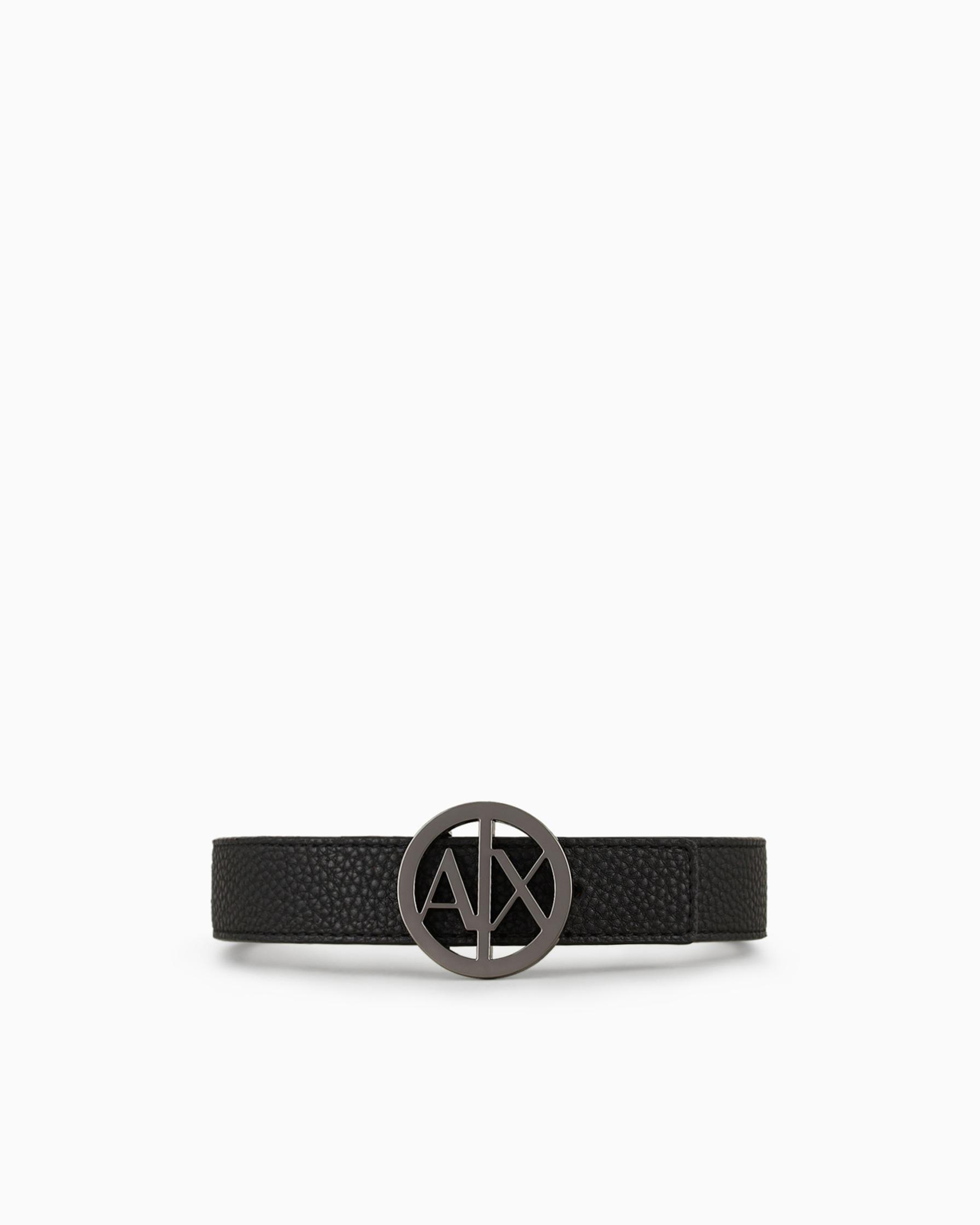 Armani Exchange Logo Buckle Belt In White