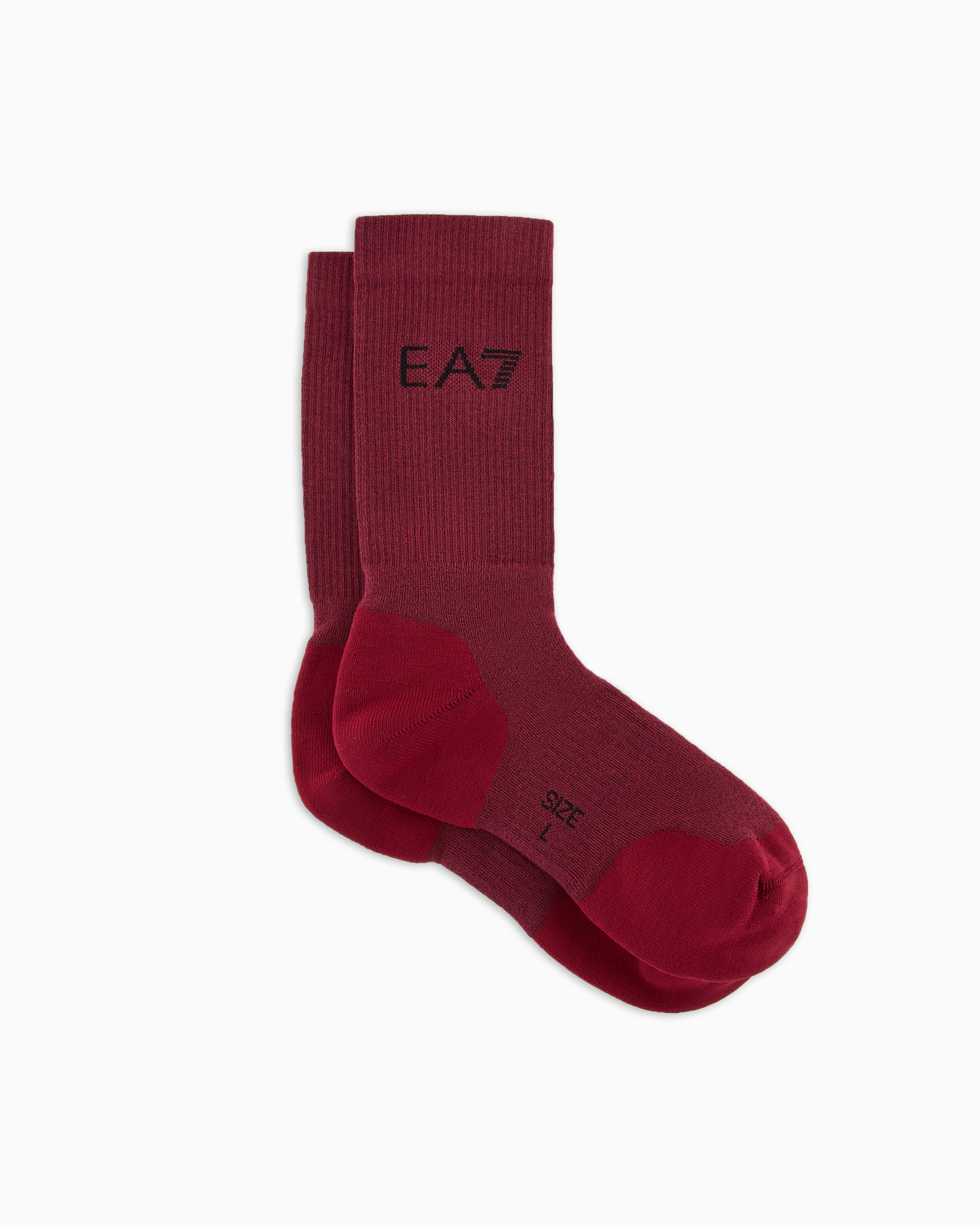 Shop Ea7 Tennis Pro Cotton-blend Ankle Socks In Burgundy