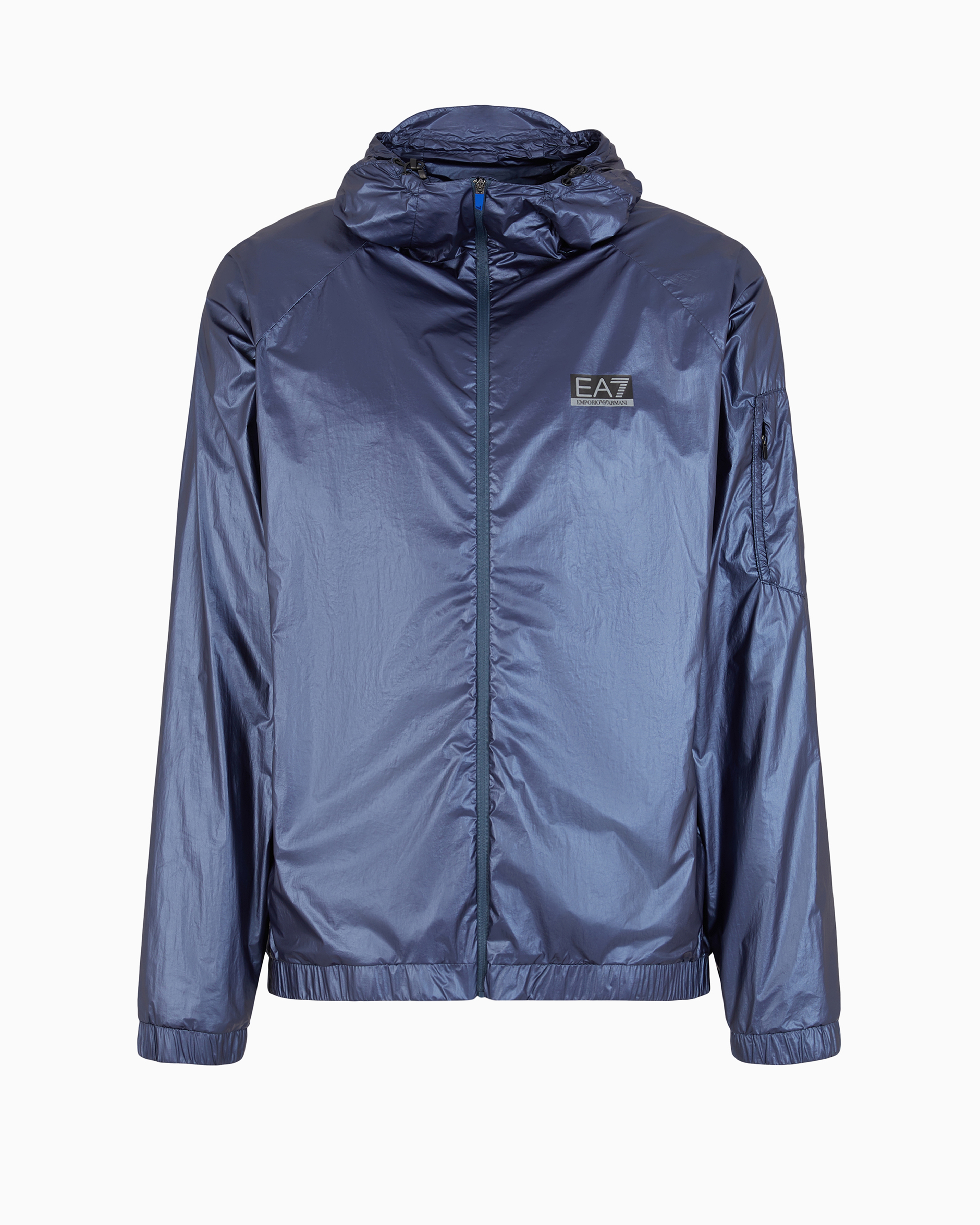 Ea7 Official Store Dynamic Athlete Hooded Jacket In Ventus7 Technical Fabric In Blue