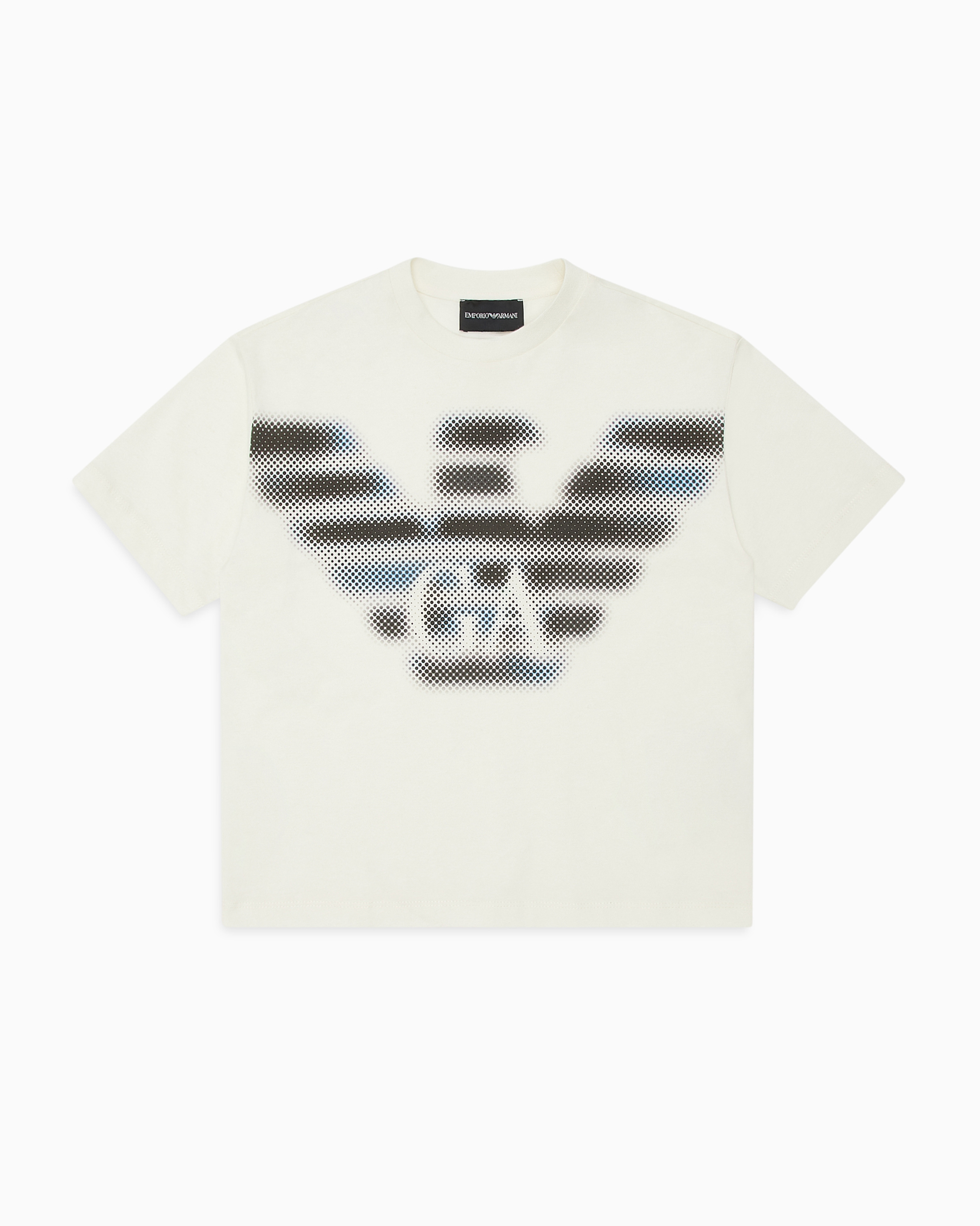 Shop Emporio Armani Asv Oversized Jersey T-shirt With Oversized Pixel Eagle Print In White