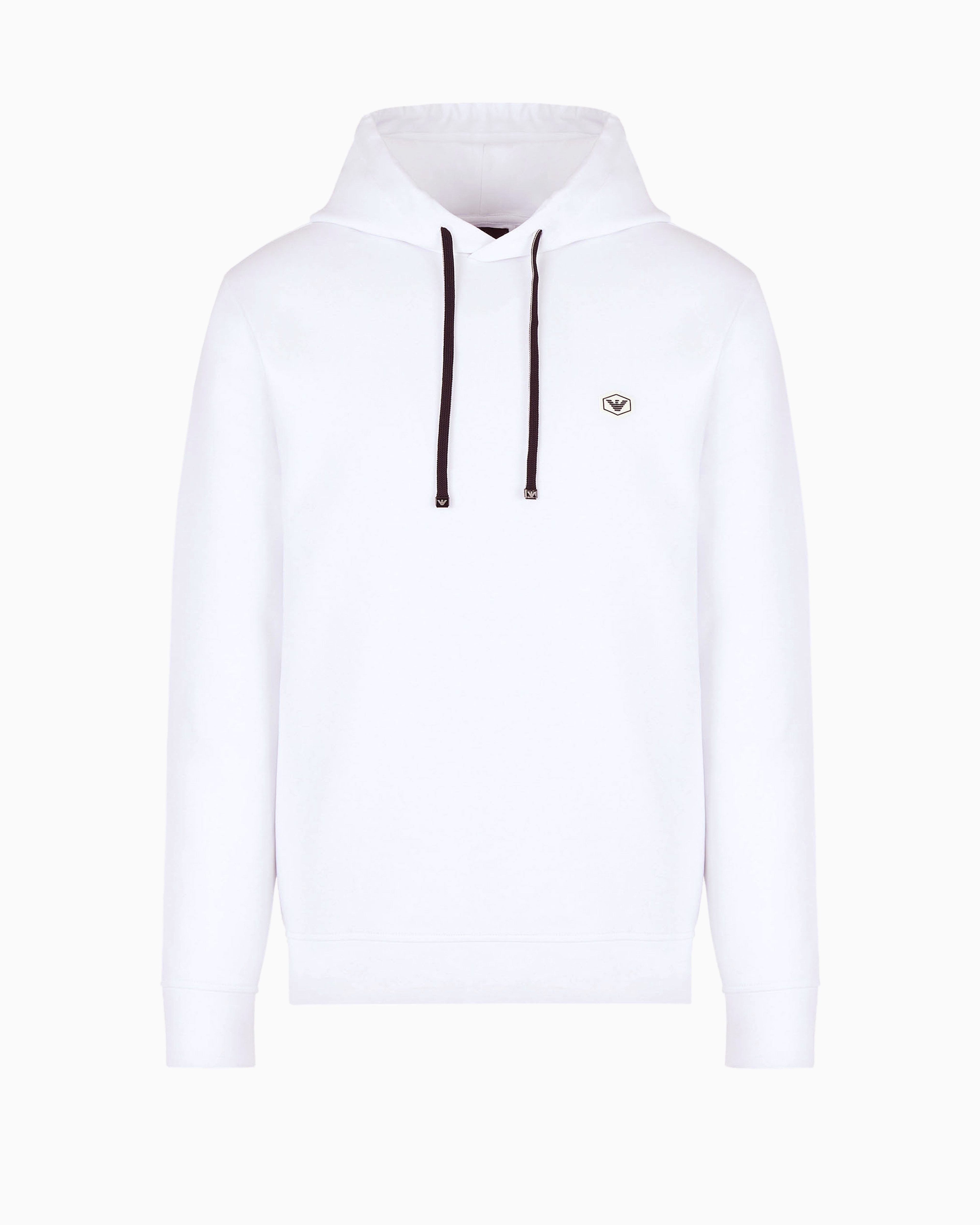 Emporio Armani Hooded Sweatshirt And  Logo Patch In White
