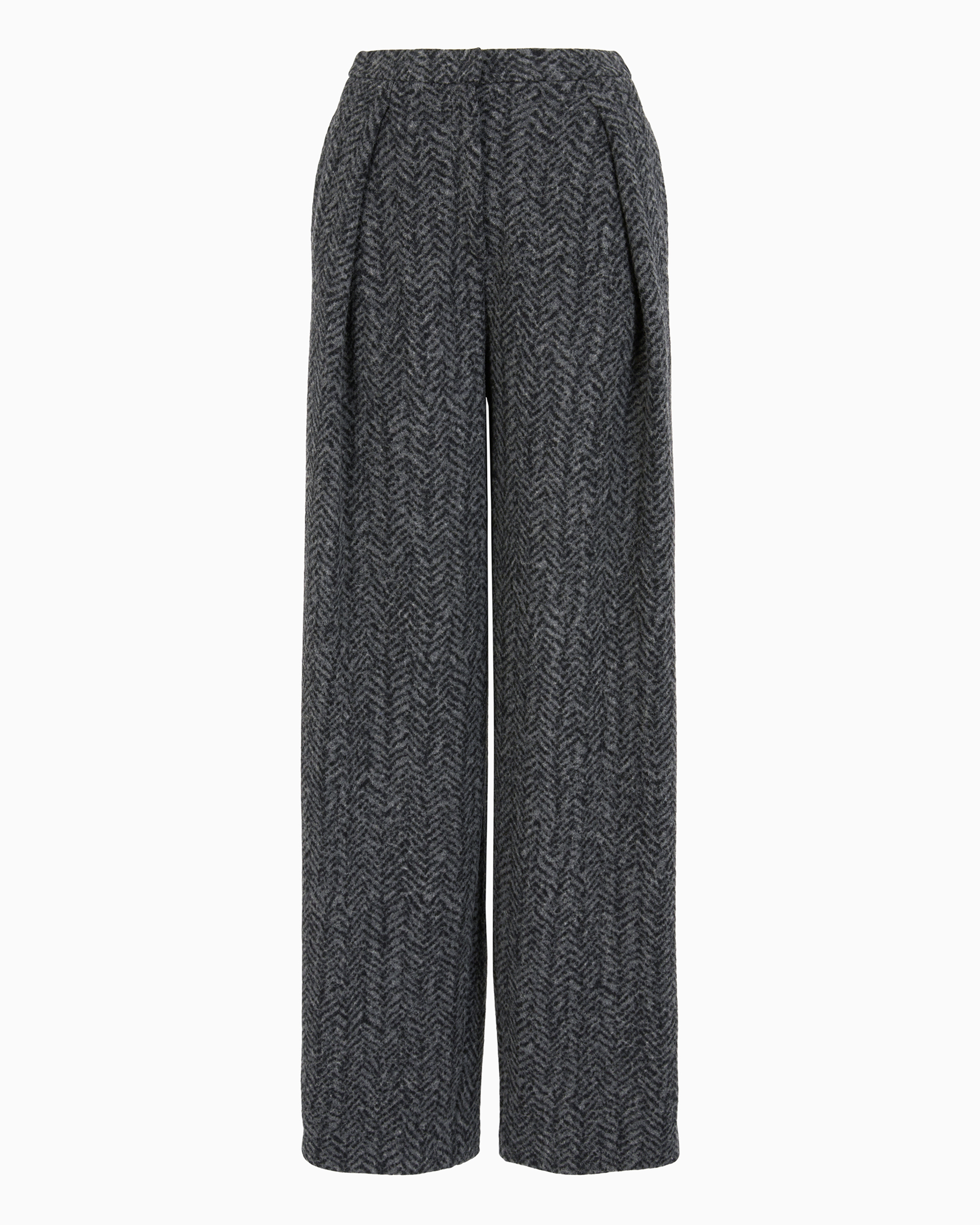 Emporio Armani Icon Baloon Fit Pants With Herringbone Motif In Grey