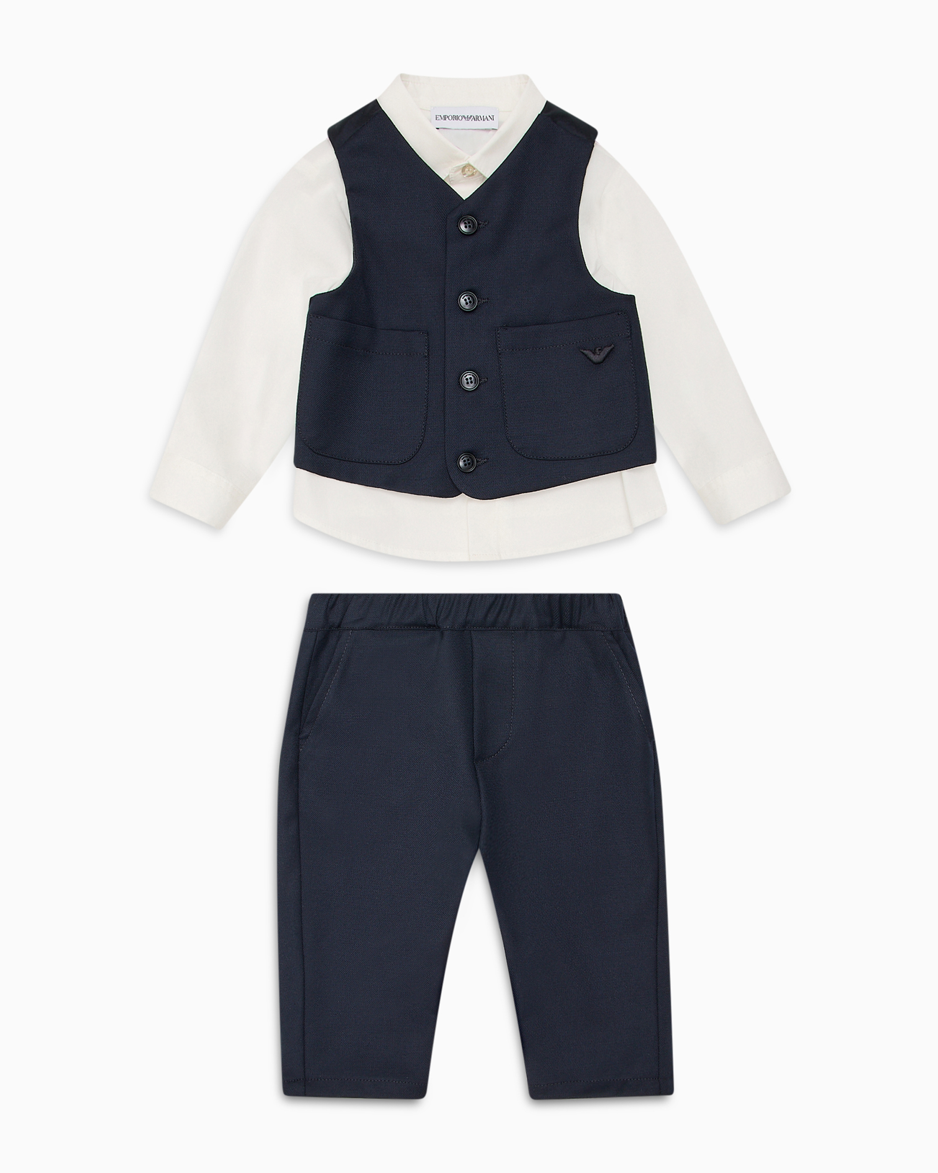 Shop Emporio Armani Suit With Shirt, Waistcoat And Trousers In Corduroy In Blue