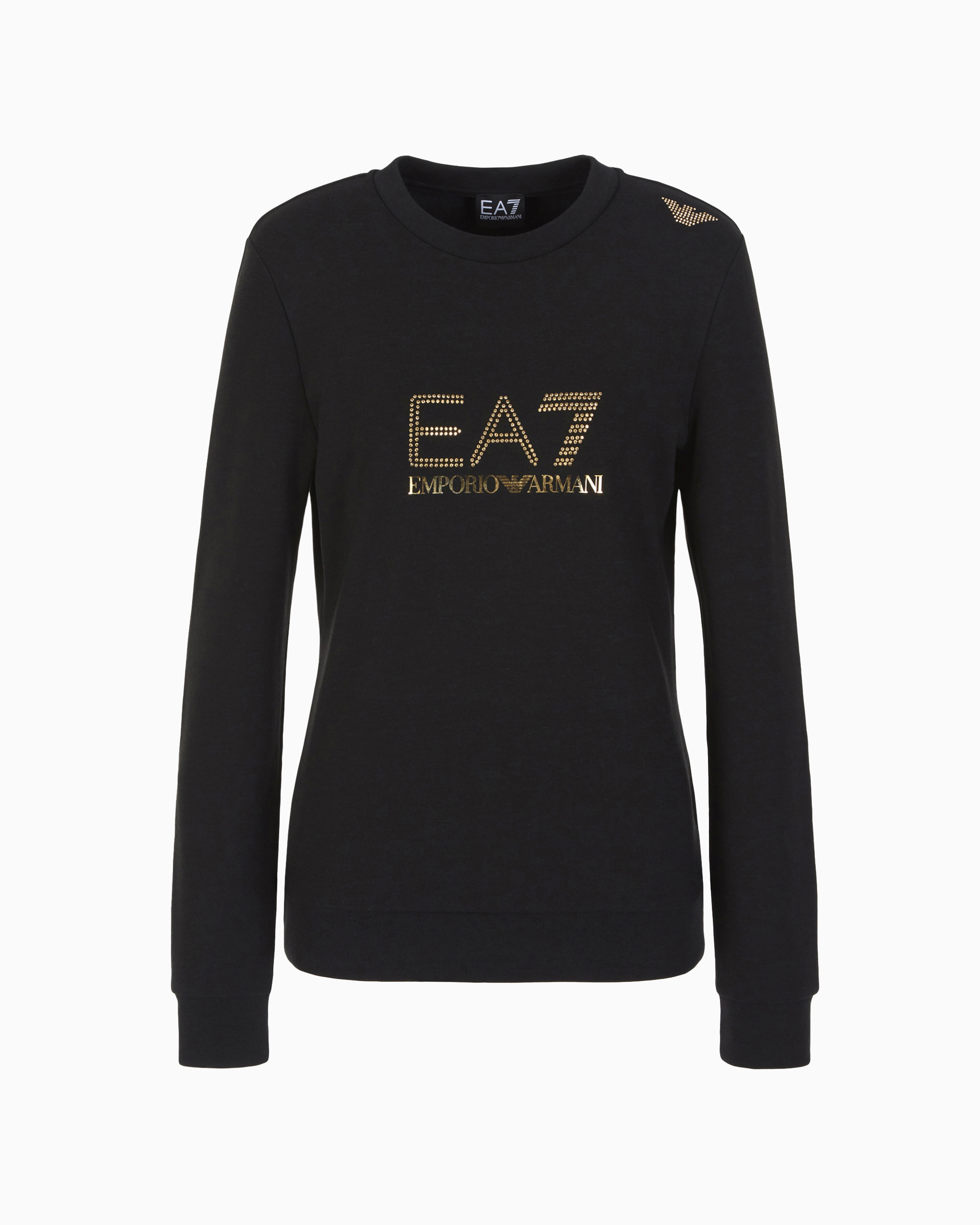 Emporio Armani Evolution Viscose-blend Crew-neck Sweatshirt In Black