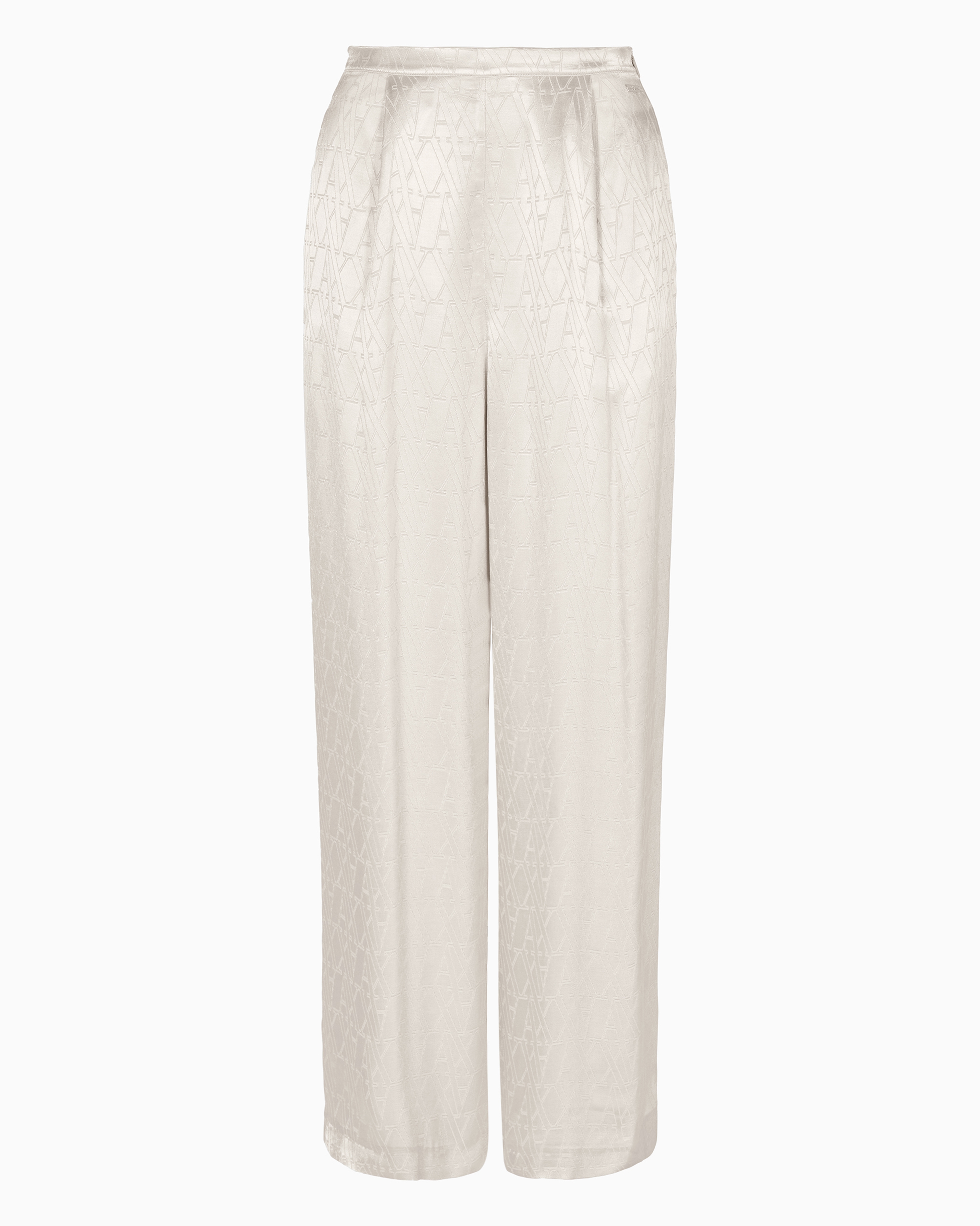 ARMANI EXCHANGE ASV ALLOVER MONOGRAM SATIN PLEATED TROUSERS