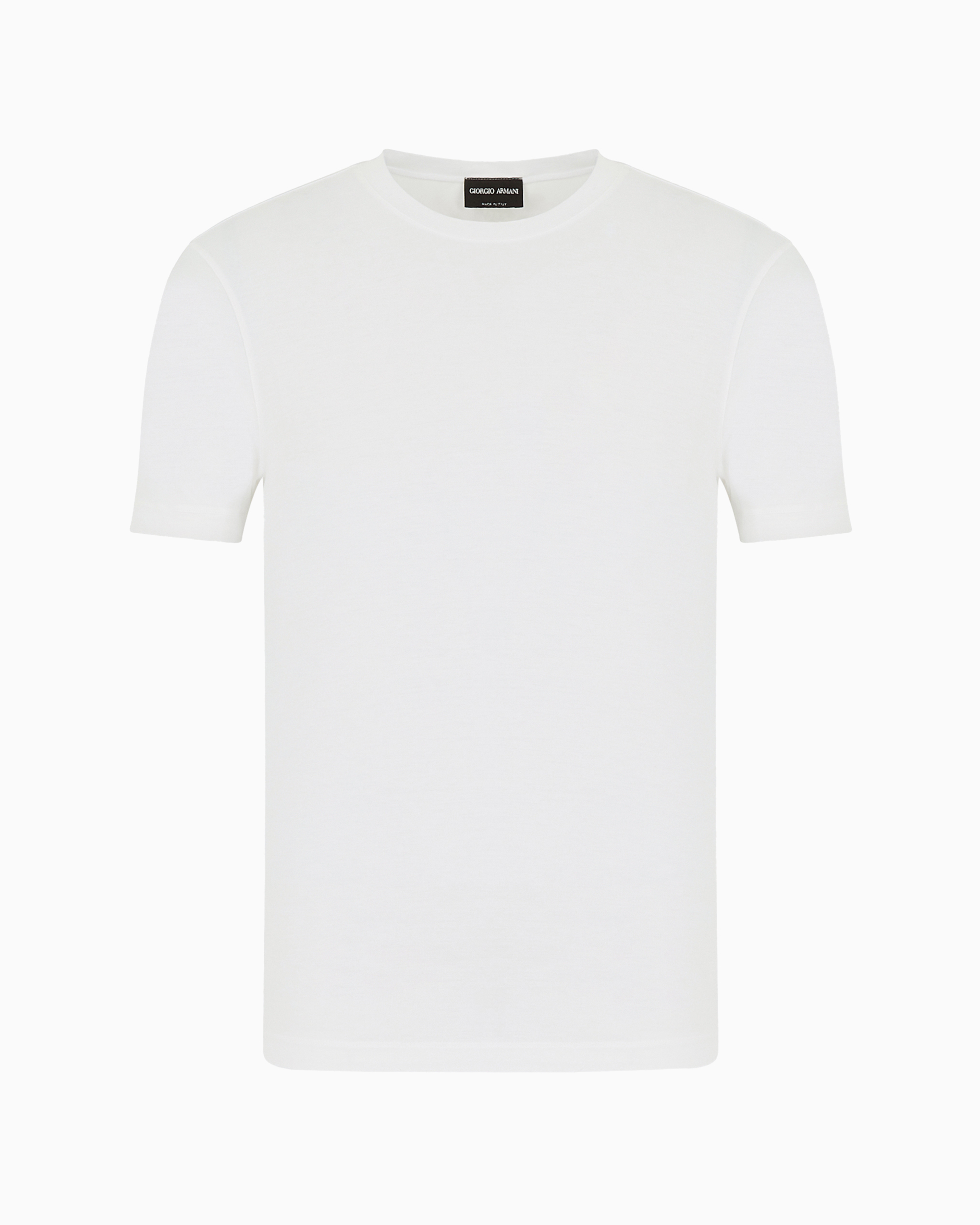 Giorgio Armani Official Store Icon Crew-neck T-shirt In Stretch Viscose Jersey In White