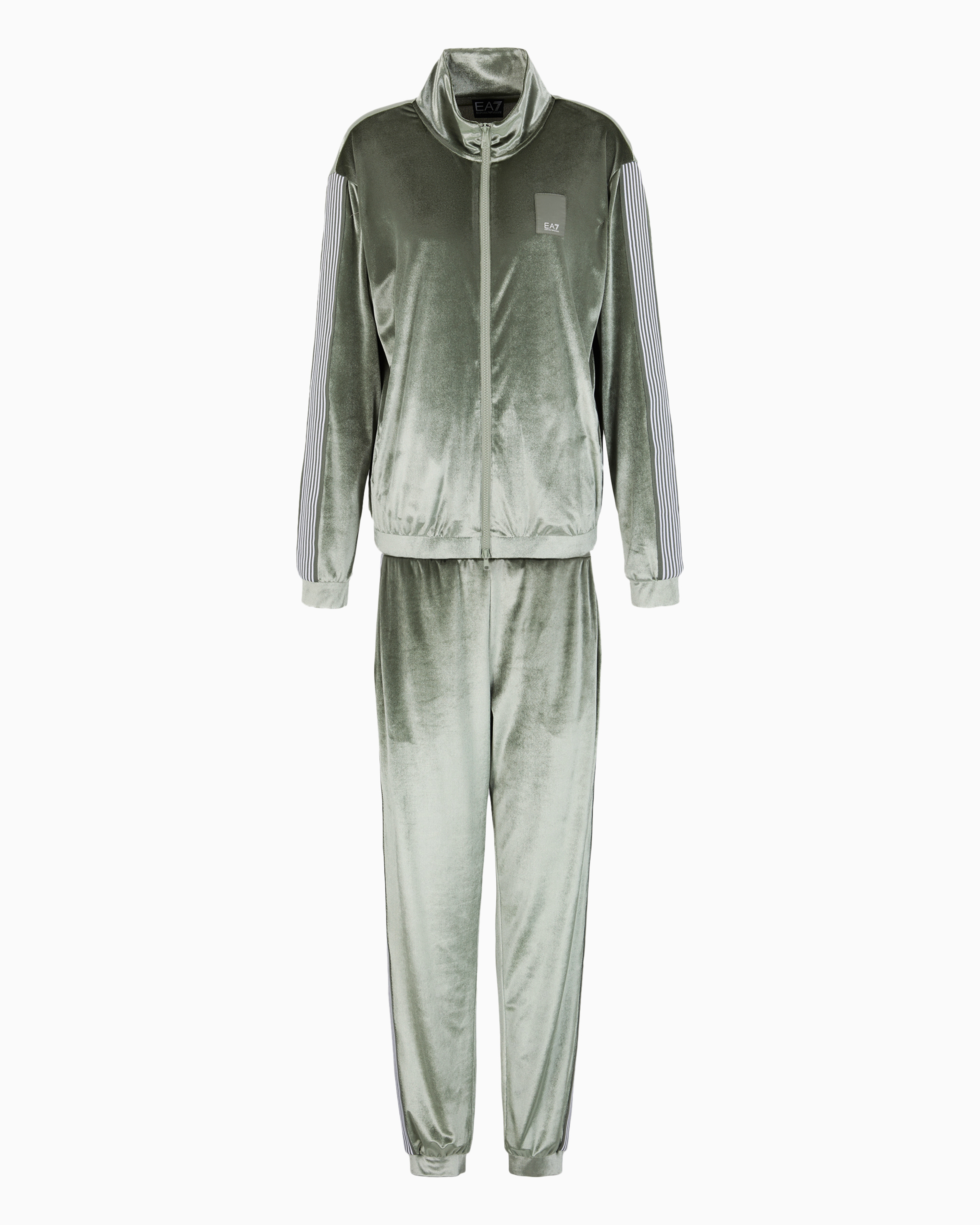 Shop Ea7 Athletic Velour Technical-fabric Tracksuit In Green