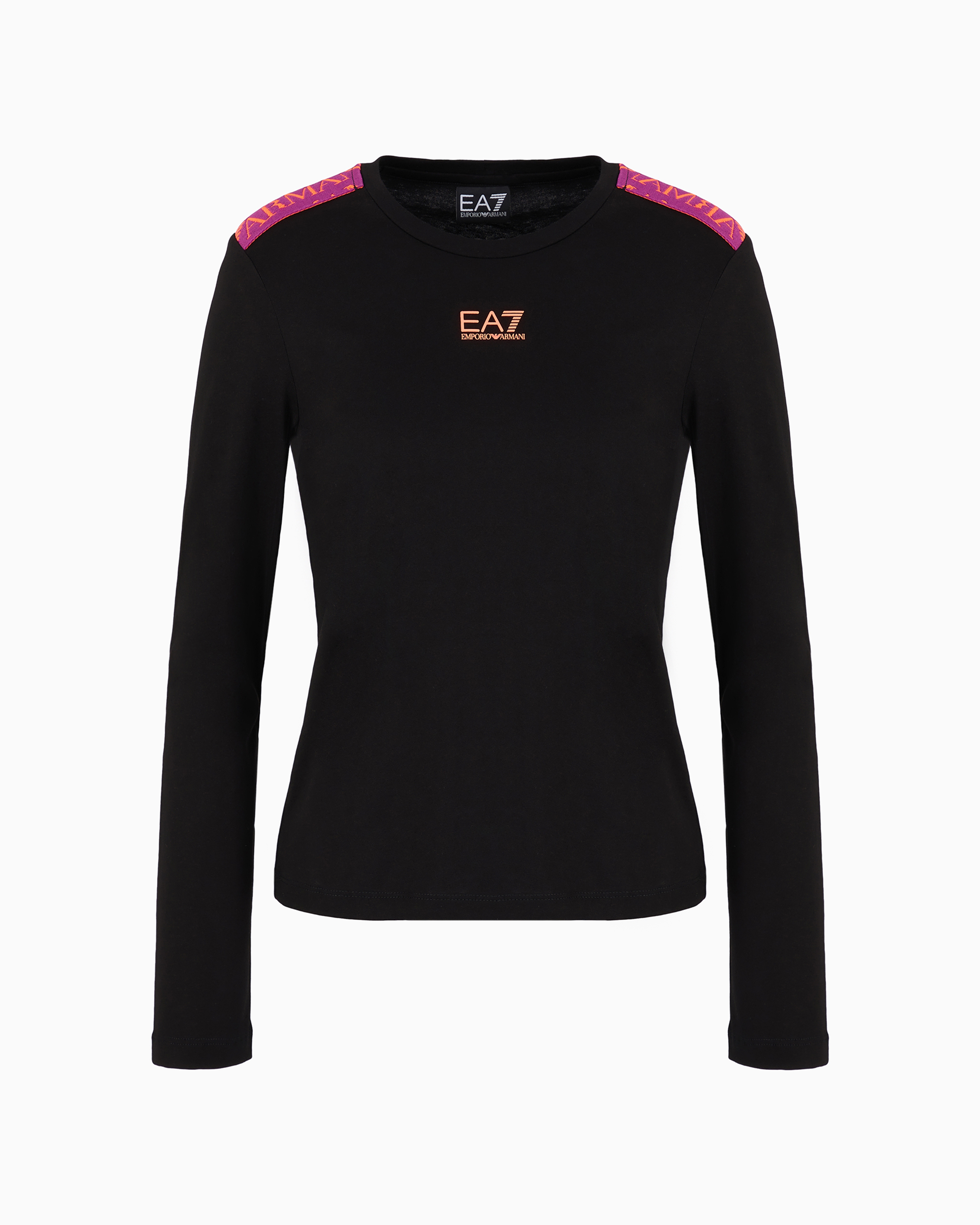 Shop Ea7 Logo Series Cotton Crew-neck T-shirt In Black