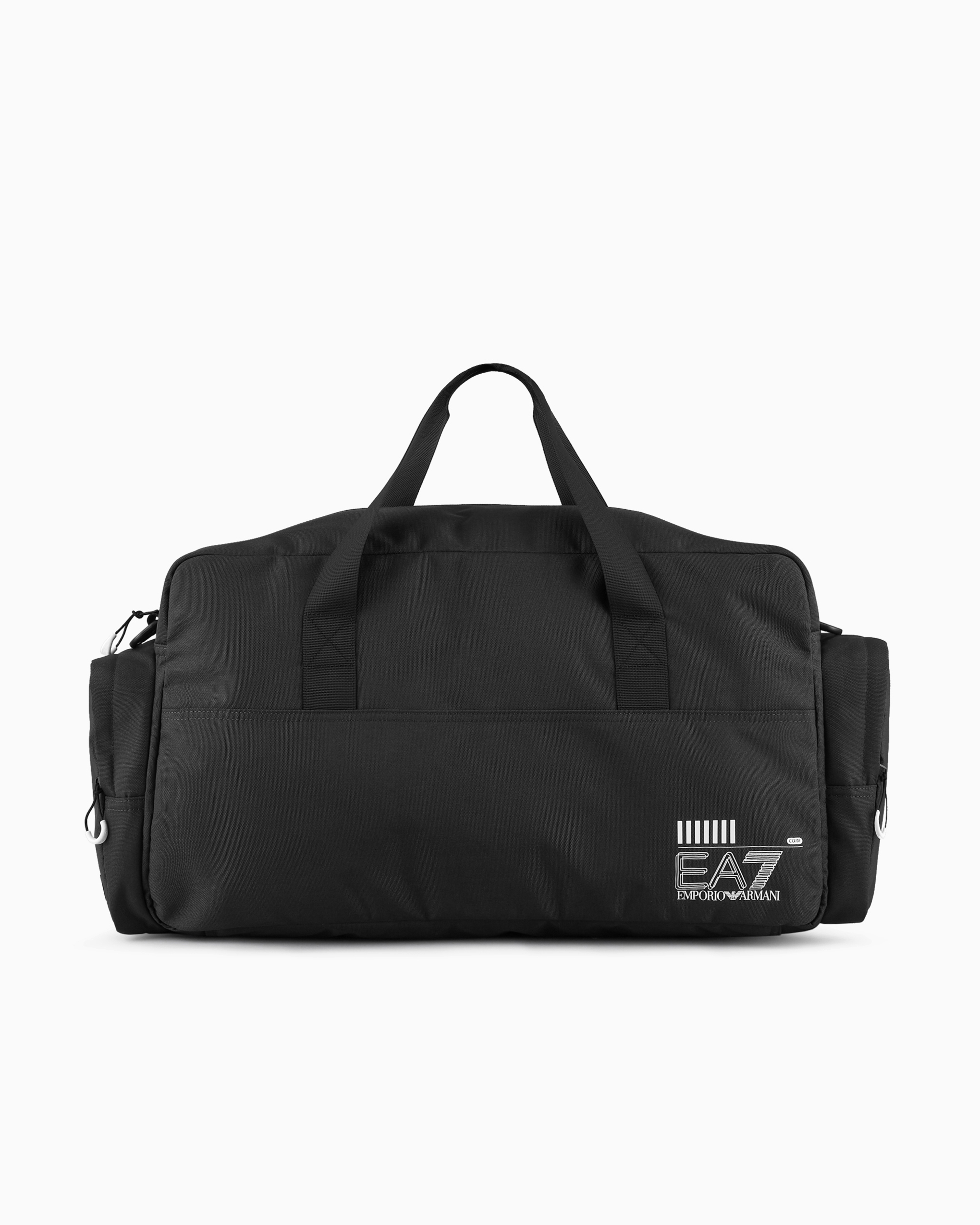 Emporio Armani Train Core Recycled Fabric Duffel Bag In Deep Black