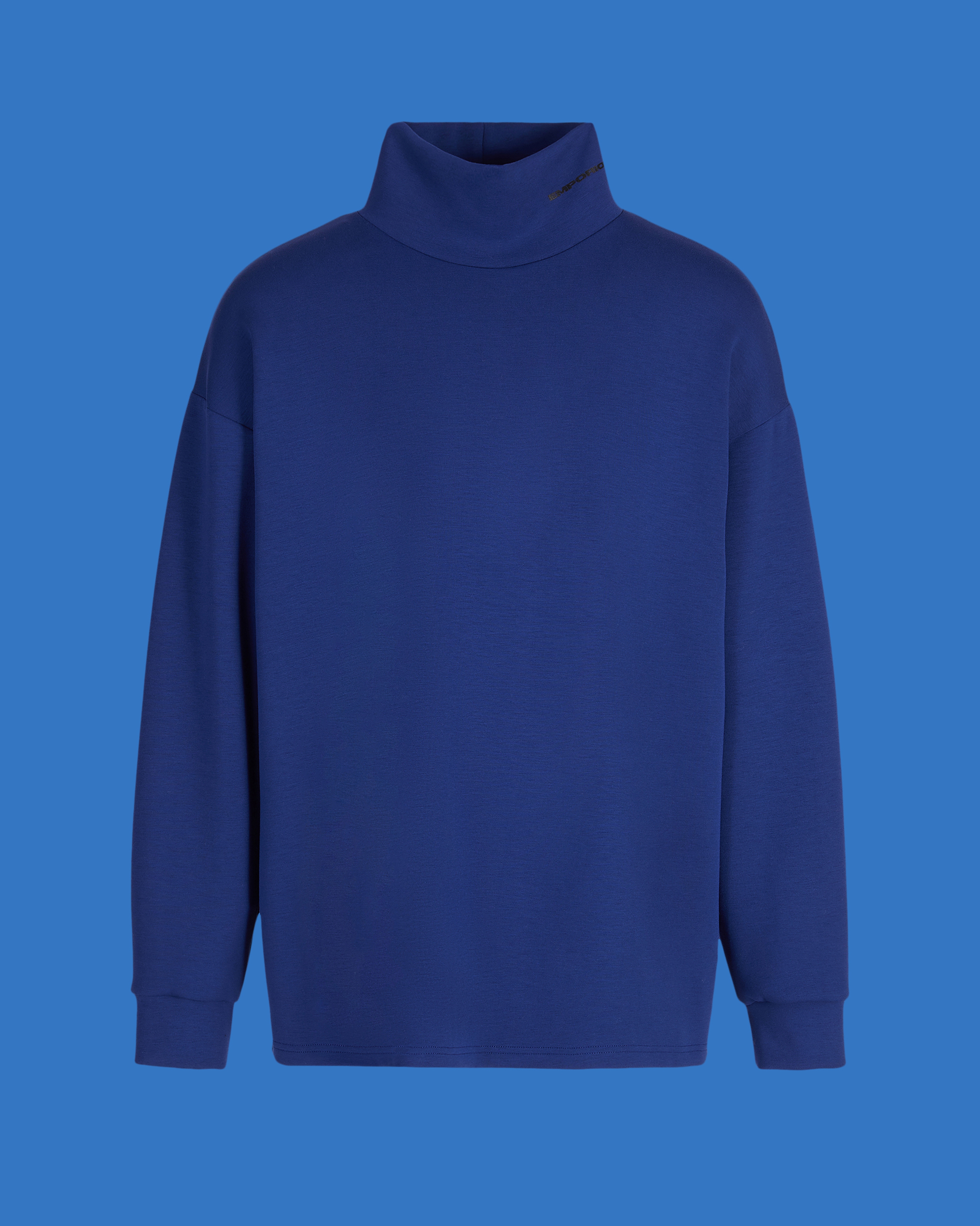 EMPORIO ARMANI ASV BLACK BLUE CAPSULE COLLECTION COMFORT-FIT MOCK-NECK JUMPER IN MODAL-BLEND JERSEY 