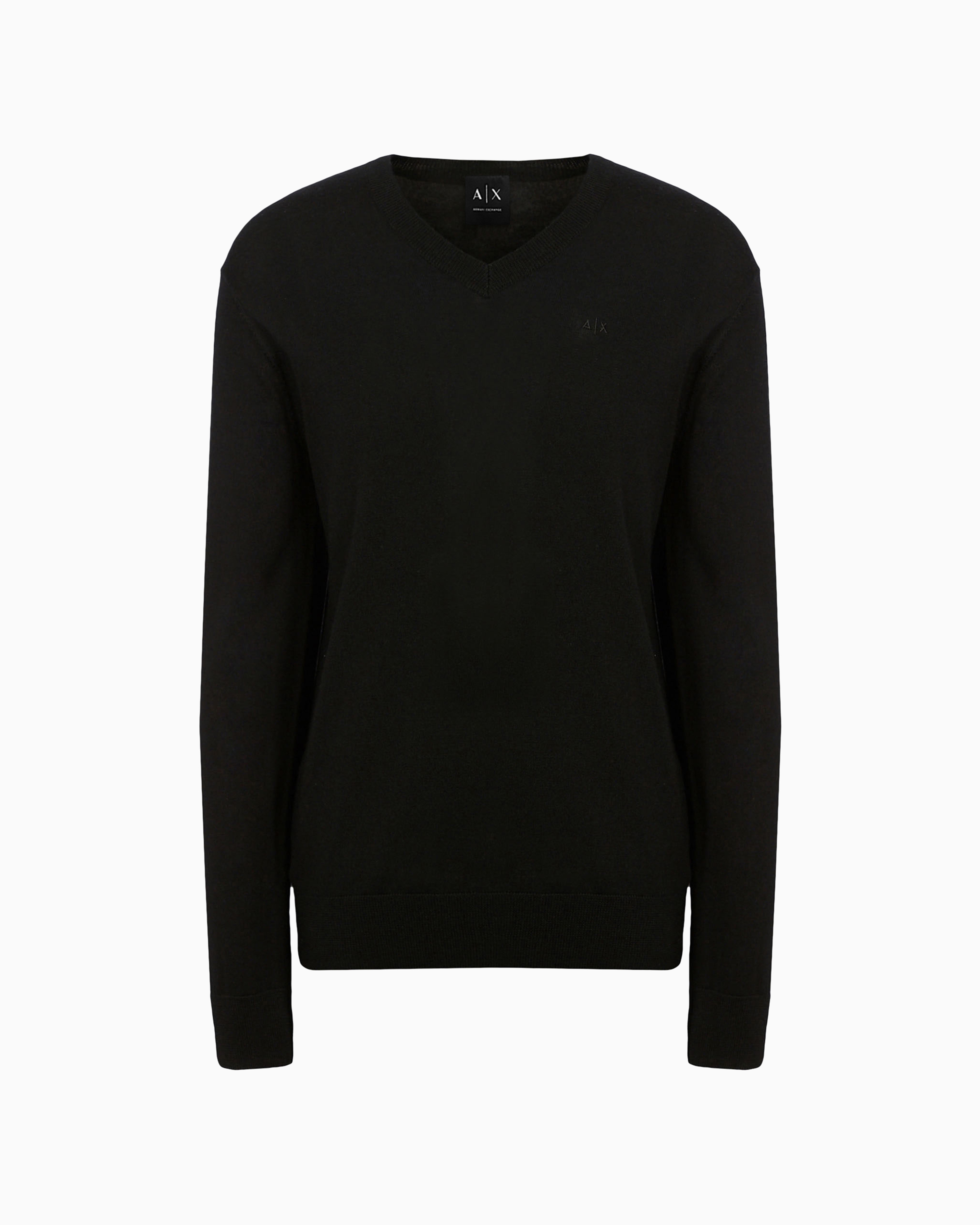 Shop Armani Exchange Asv Checked Jacquard Crewneck Sweater In Black