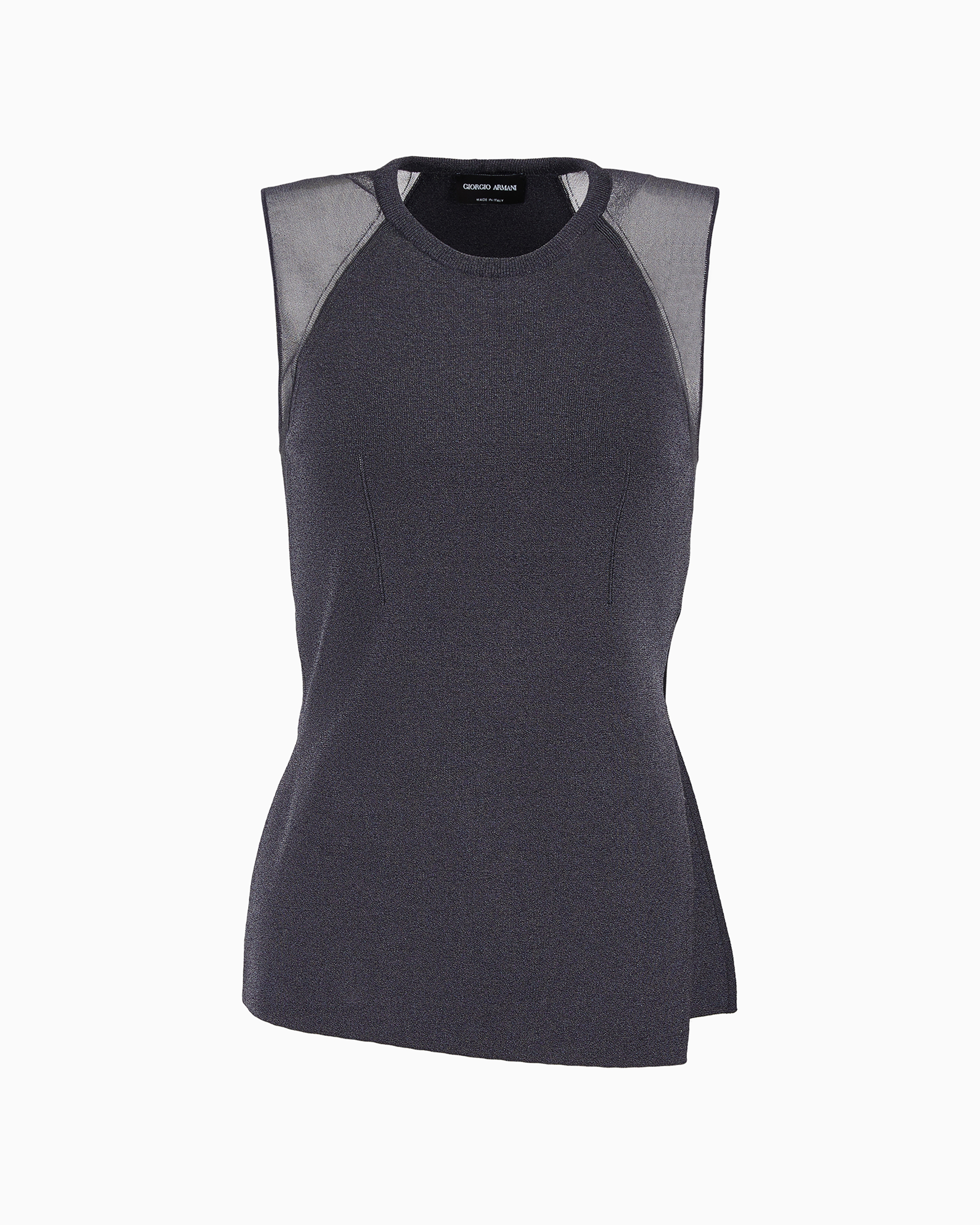 Giorgio Armani Official Store Stretch Viscose-blend Knit Top In Bleu