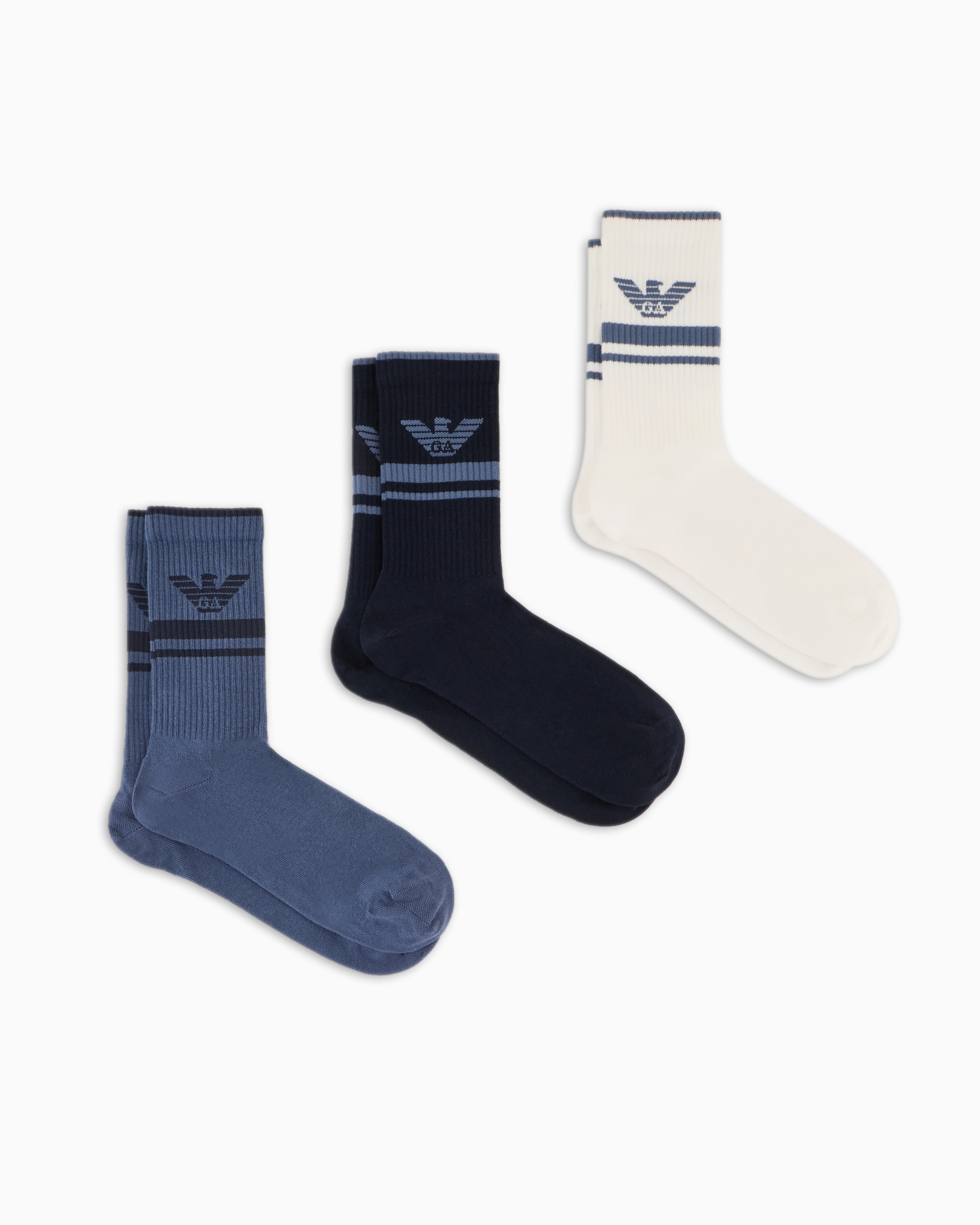 EMPORIO ARMANI 3ER-PACK SOCKEN AUS FROTTEE MIT ADLER-LOGO 