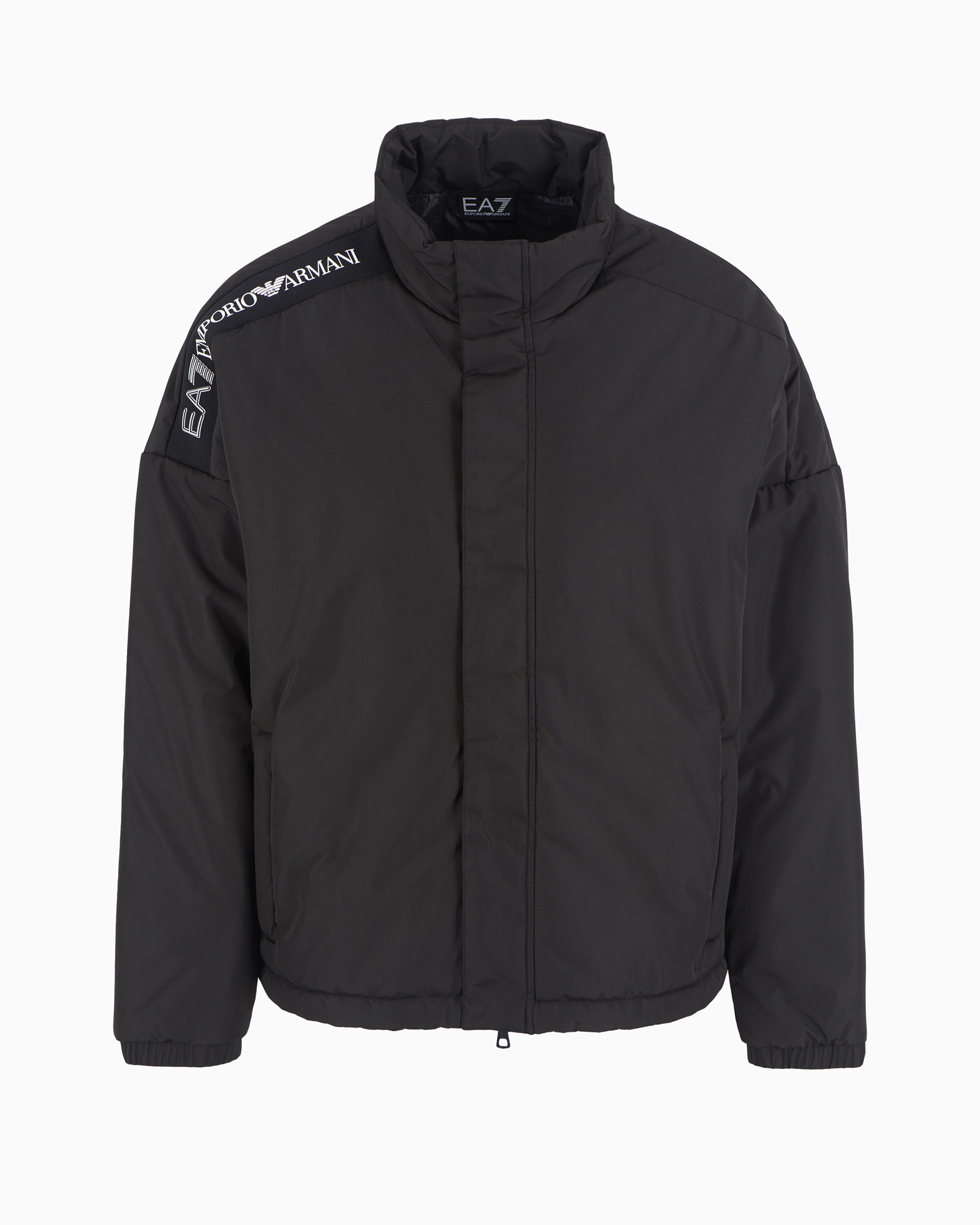 Shop Ea7 Logo Series Technical Fabric Padded Bomber In Black