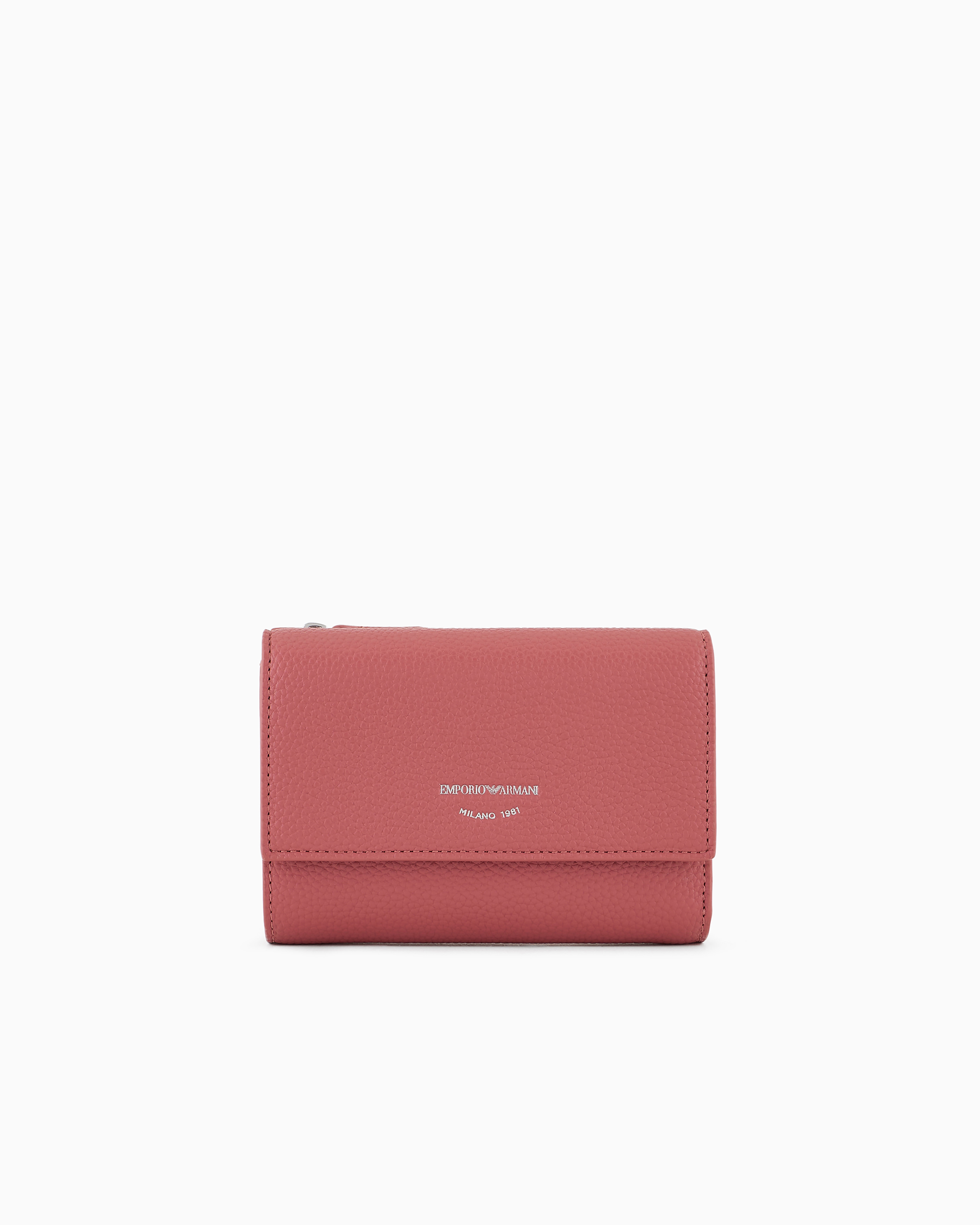 Emporio Armani Official Store Myea Bifold Wallet With Deer Print In Rosa Chiaro