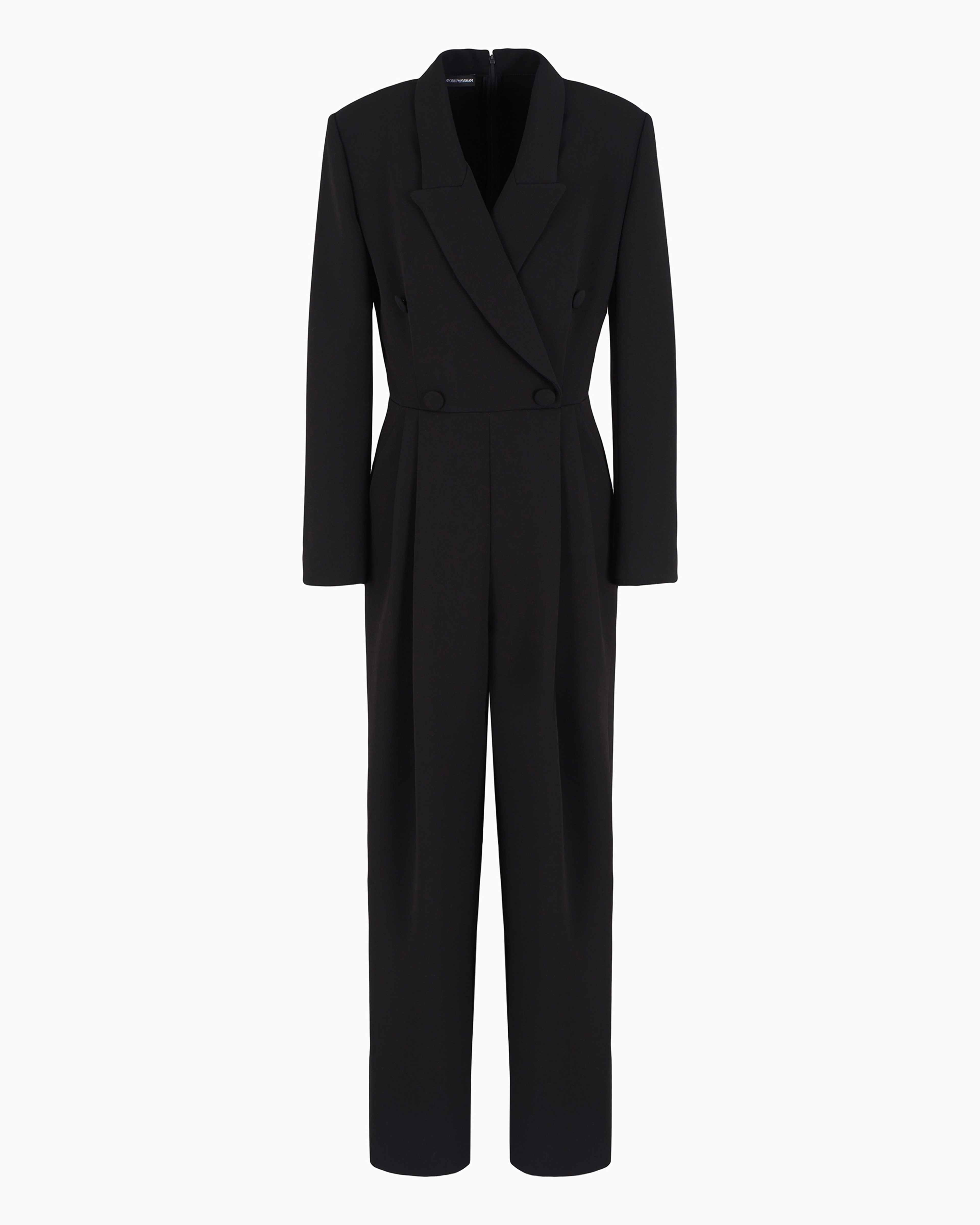 Emporio Armani Two-piece Effect Jumpsuit With Technical Crêpe Lapels In Black