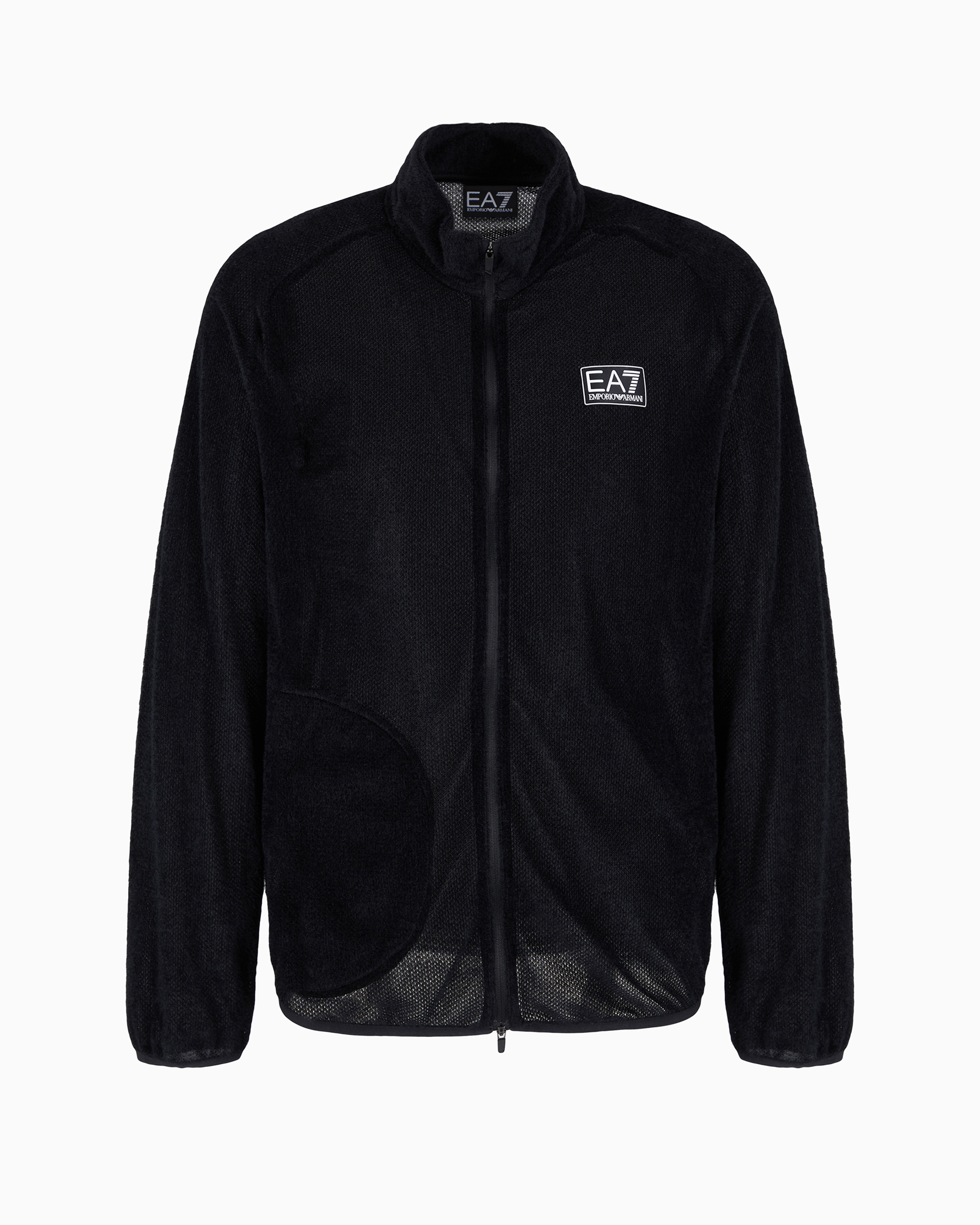 Ea7 Official Store Dynamic Athlete Zip-up Jacket In Ventus7 Technical Fabric In Black