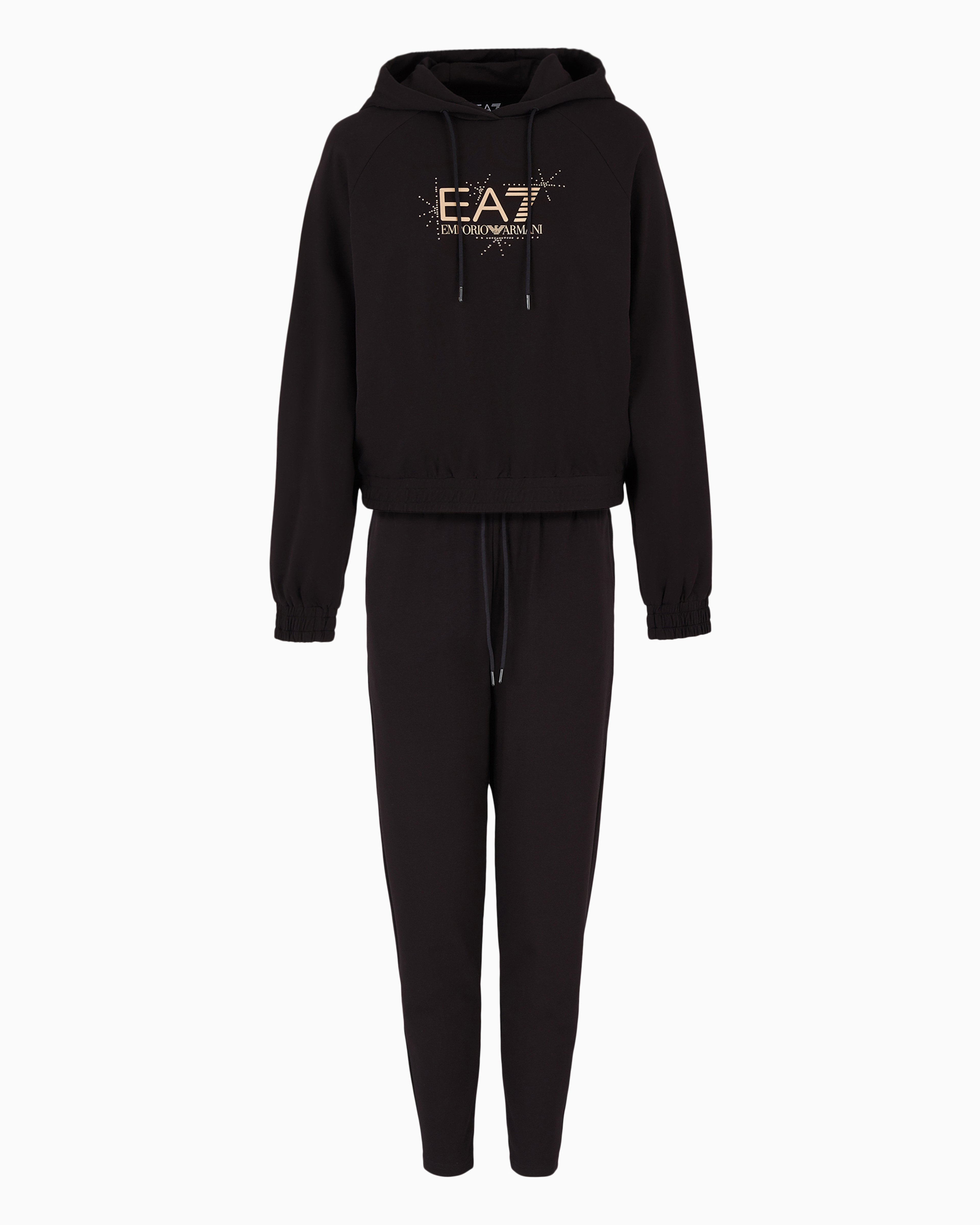 Shop Ea7 Asv Tracksuit In Stretch Organic Cotton And Modal, With Logo Studs In Black