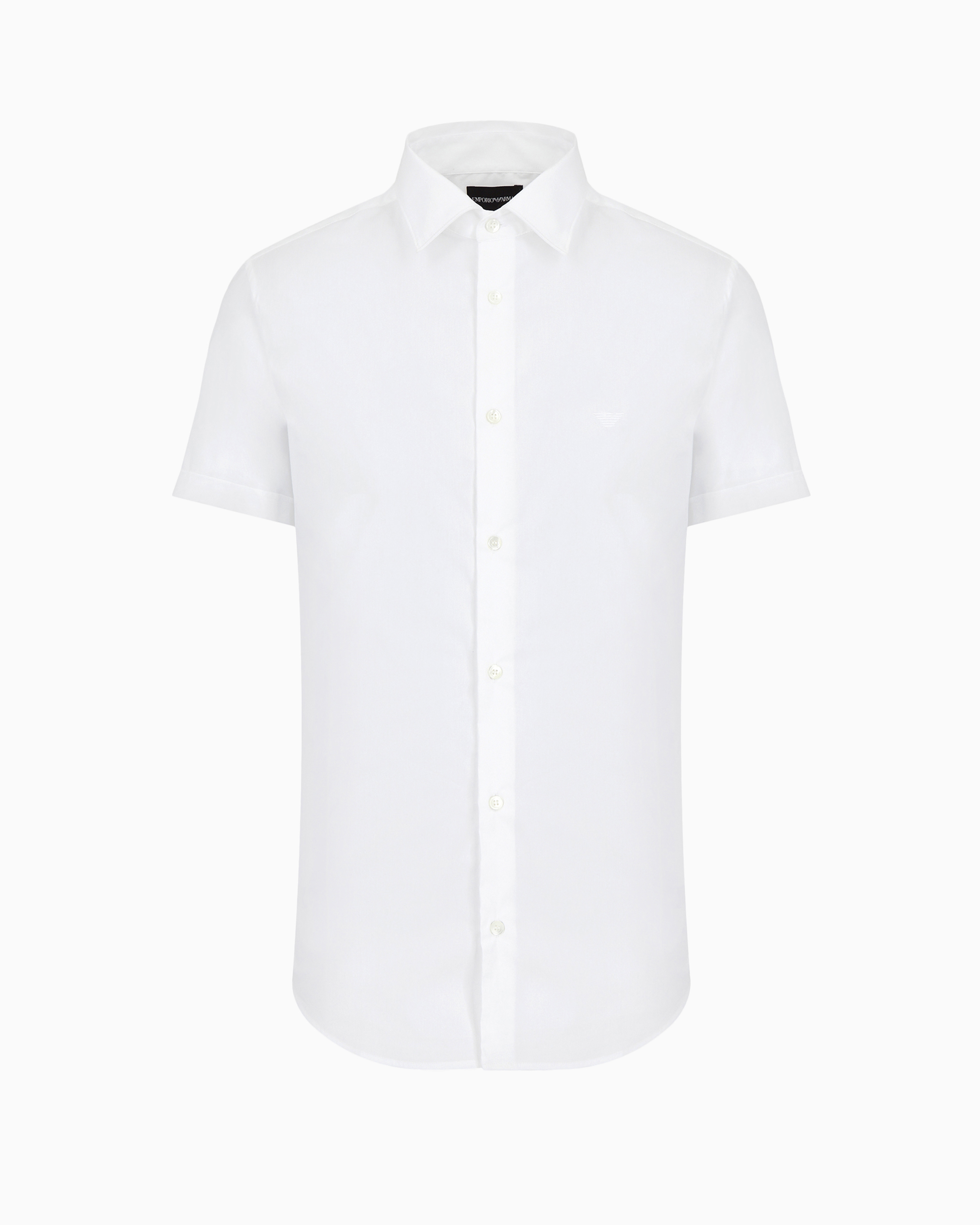 Emporio Armani Camicia Bianca In Jersey Misto Lyocell In White