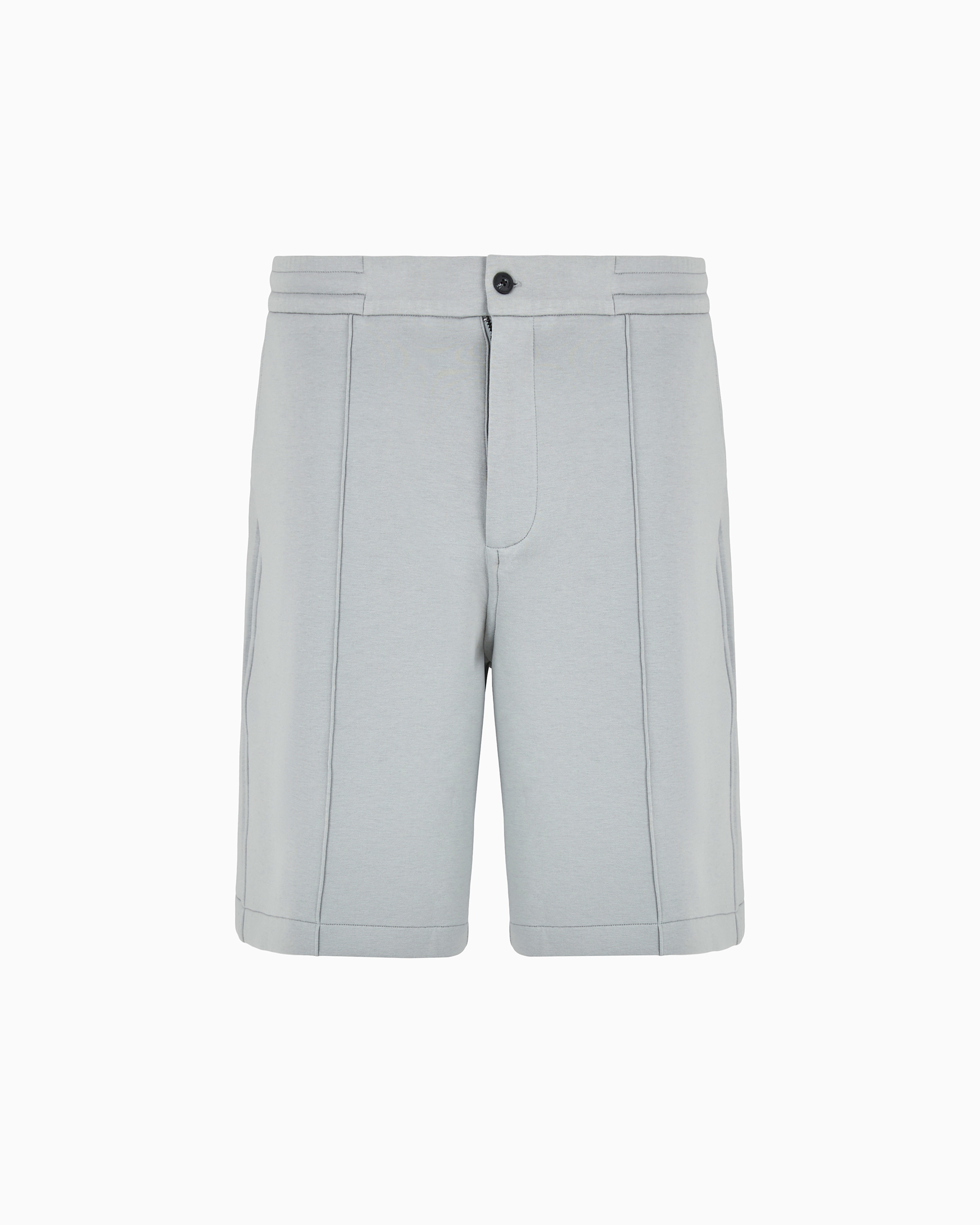 Emporio Armani Official Store Double-jersey Bermuda Shorts With Ribs In Light Gray